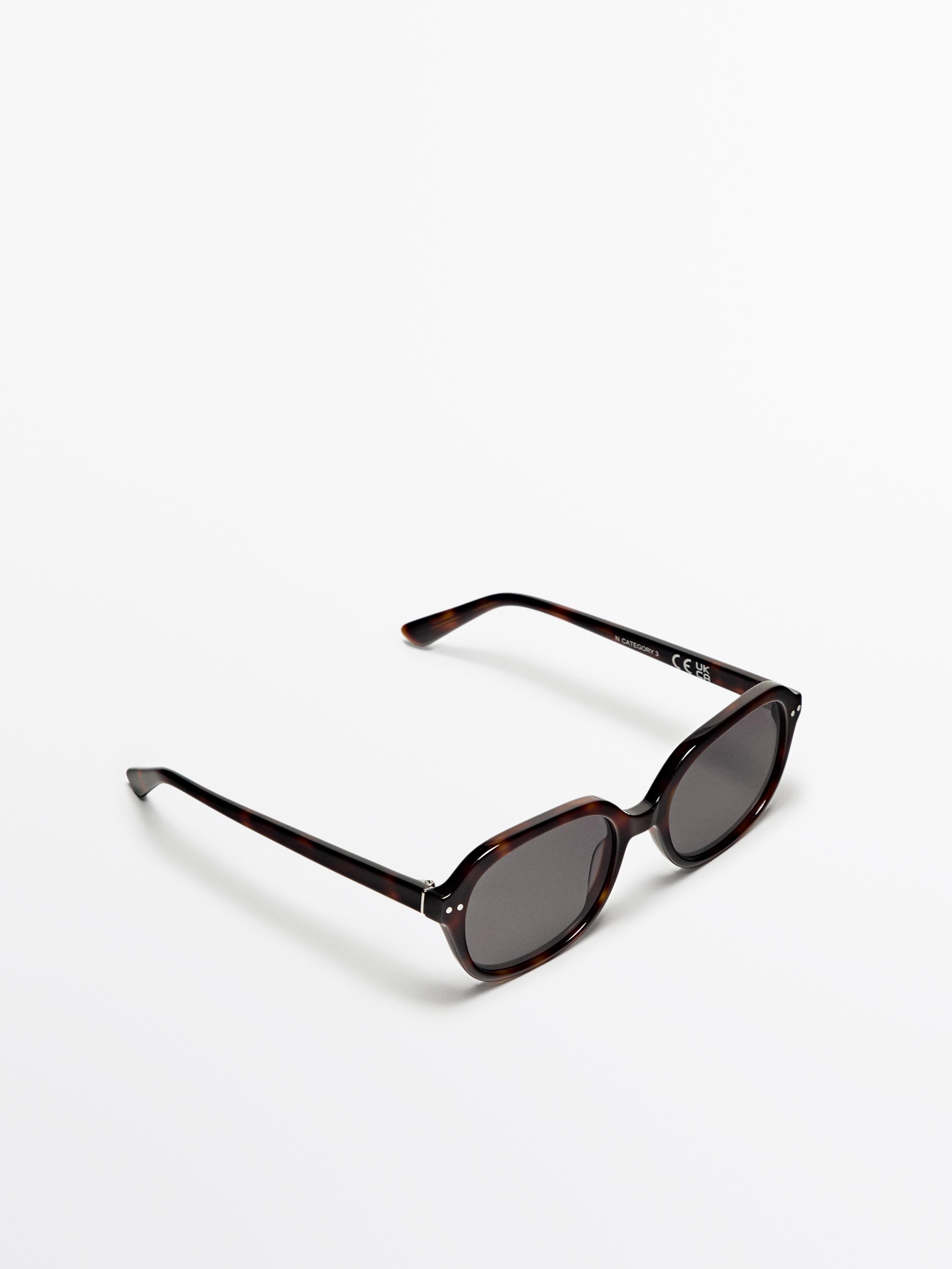 Tortoiseshell-effect oval sunglasses