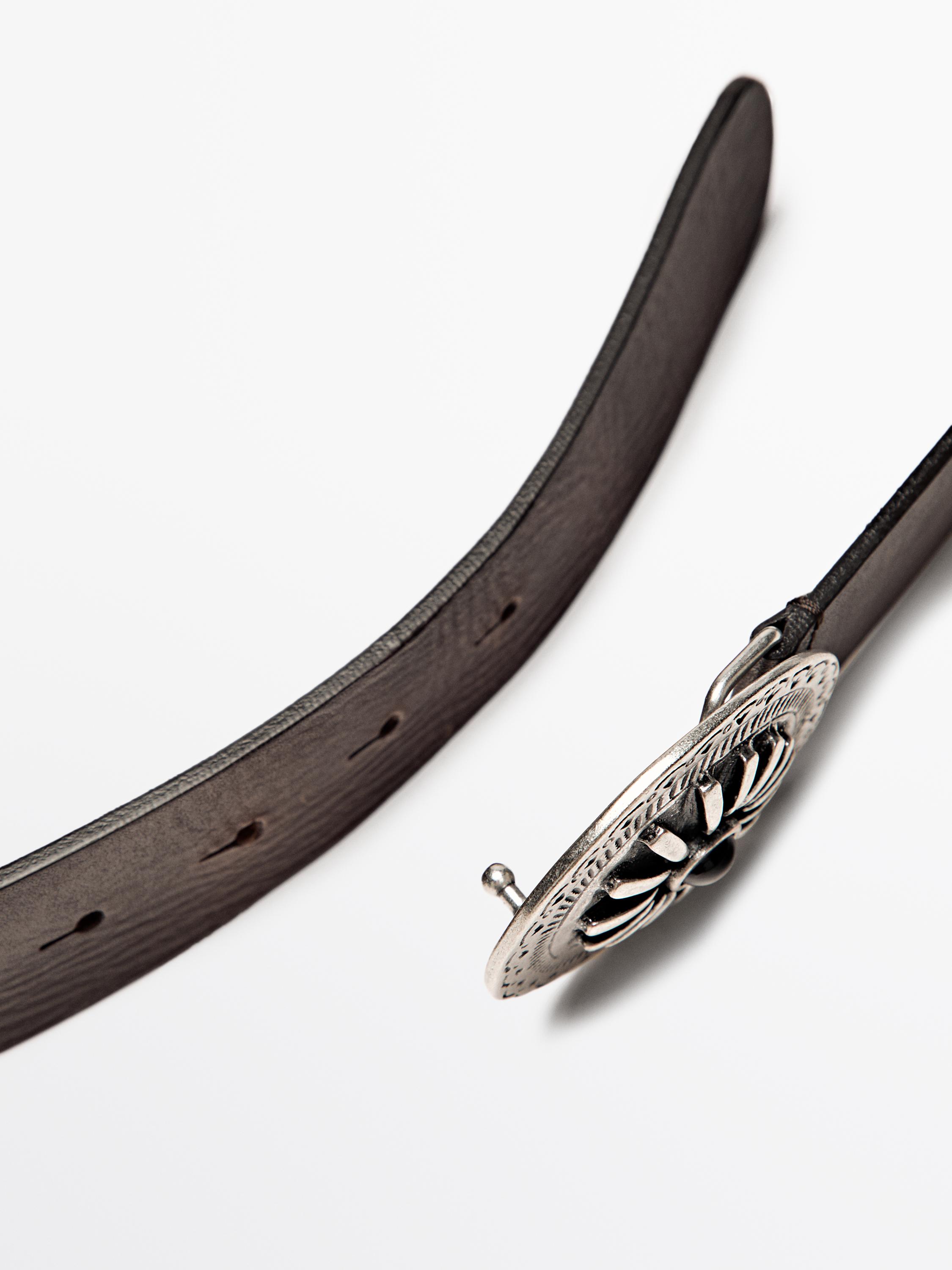 Leather belt with boho appliqués