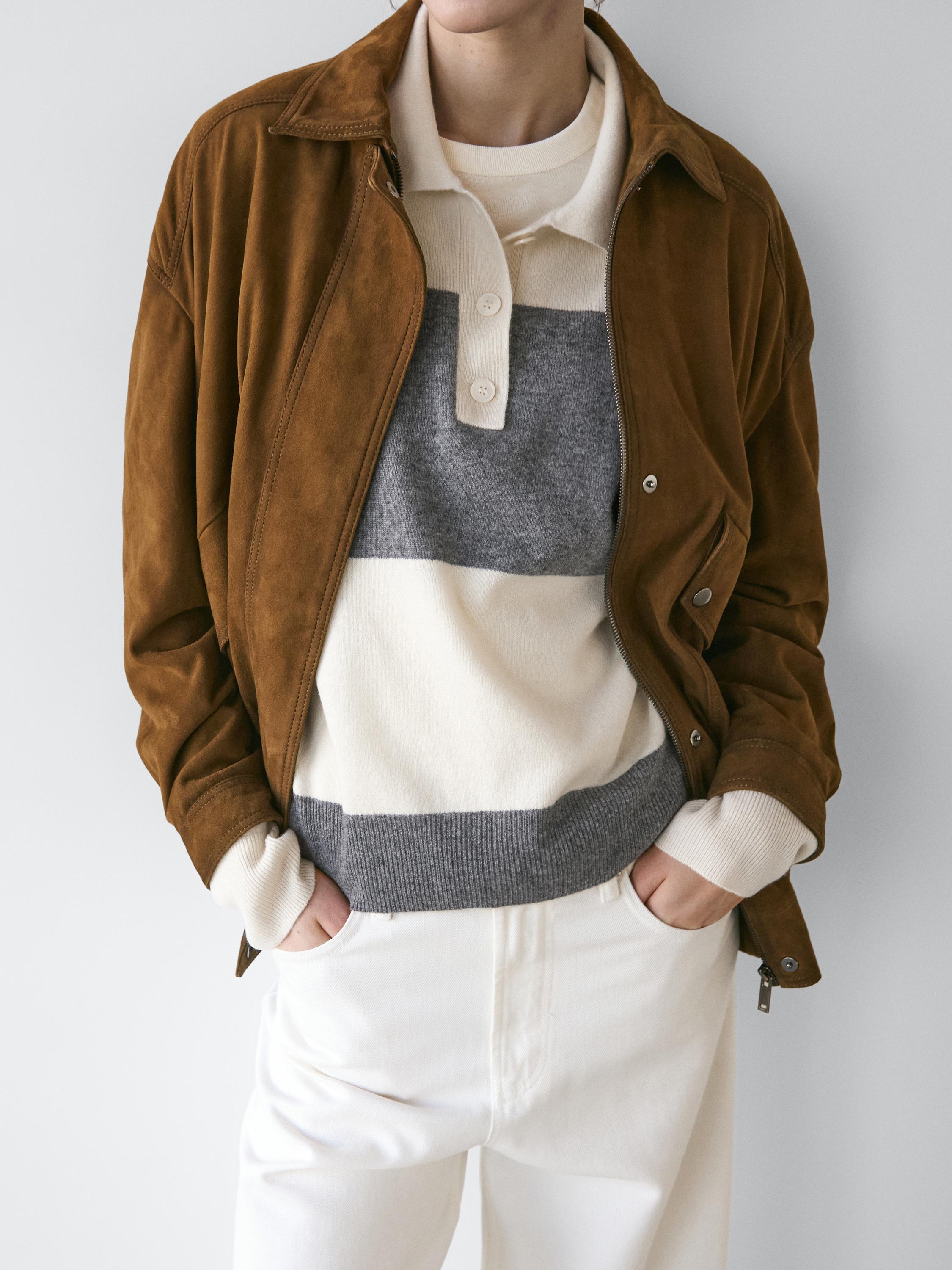 سويتر محاك مخطط بياقة بولو