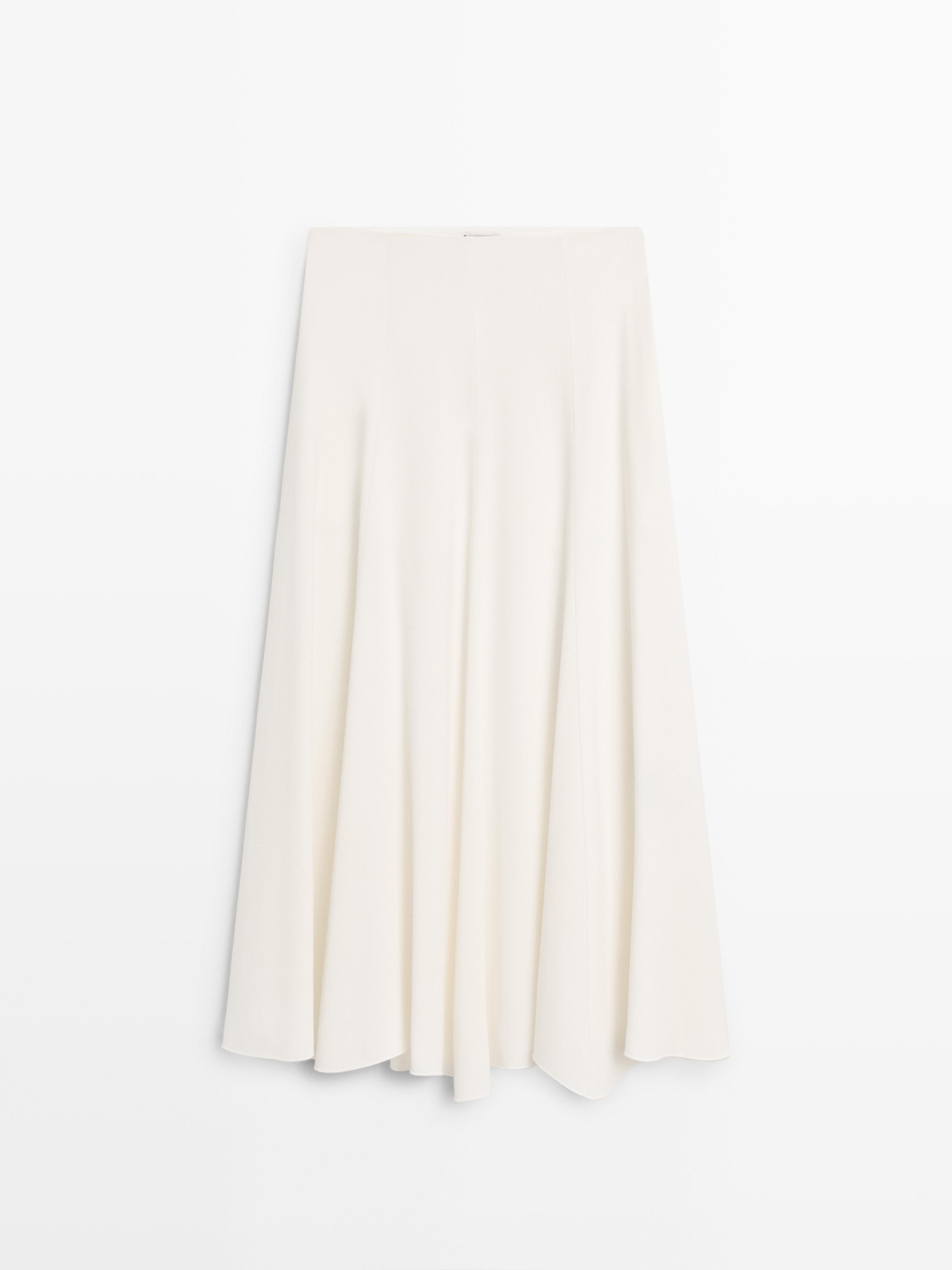 Flowing godet midi skirt - STUDIO — CREAM