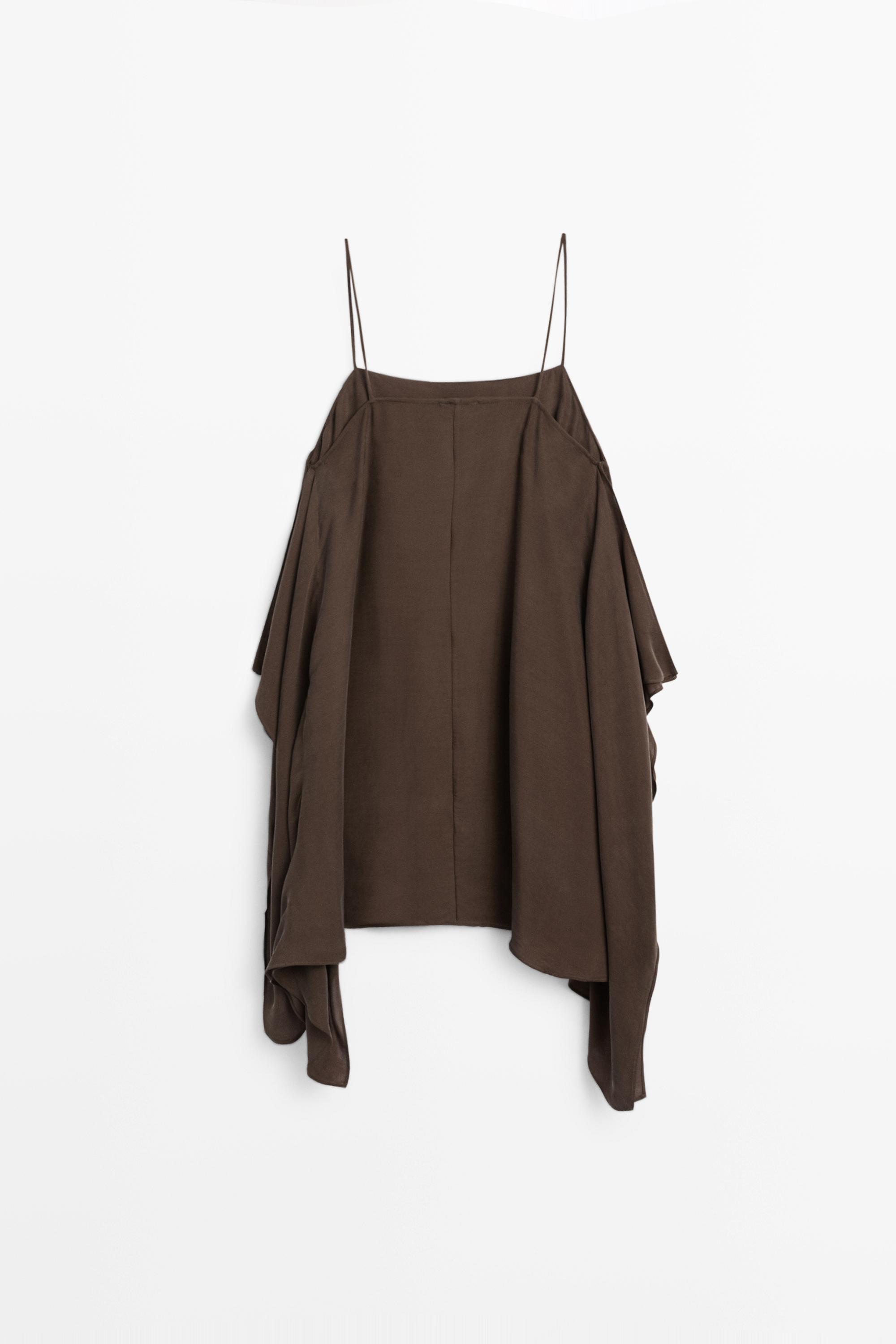 Strappy mini dress with ruffle detail — BROWN