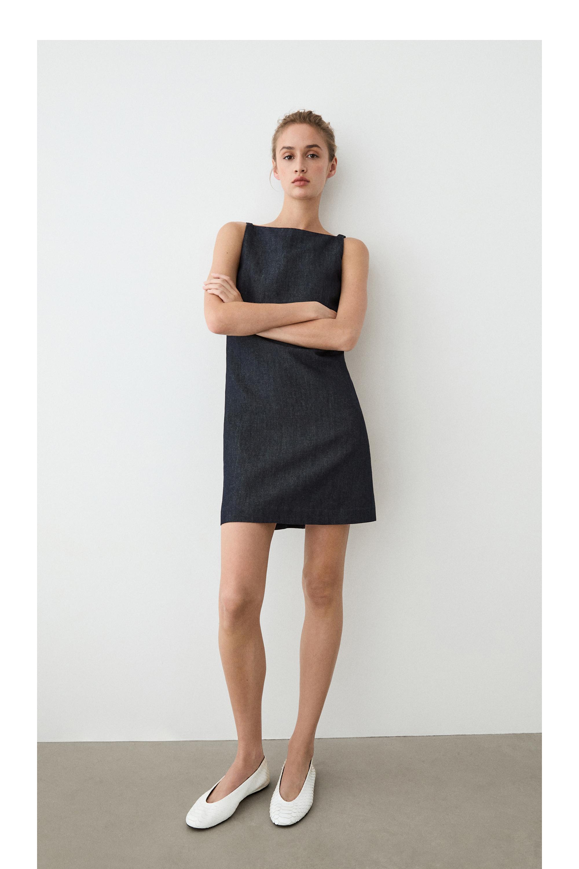 Denim mini dress — DARK BLUE