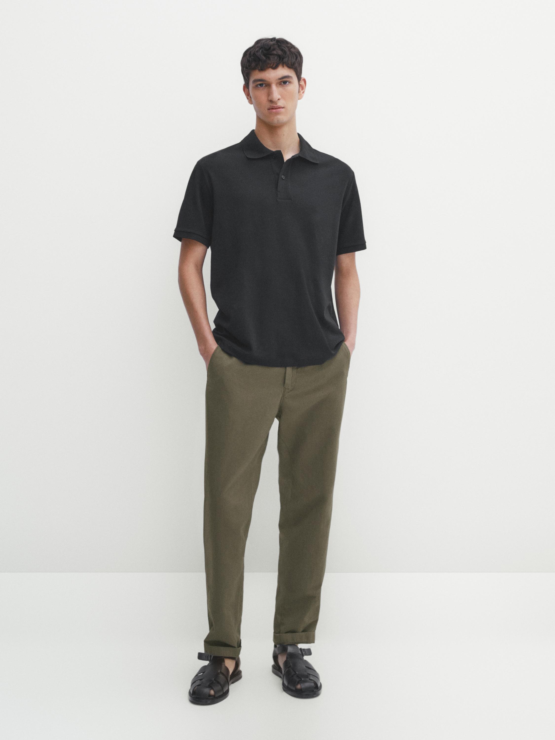 Short sleeve mercerised cotton polo shirt