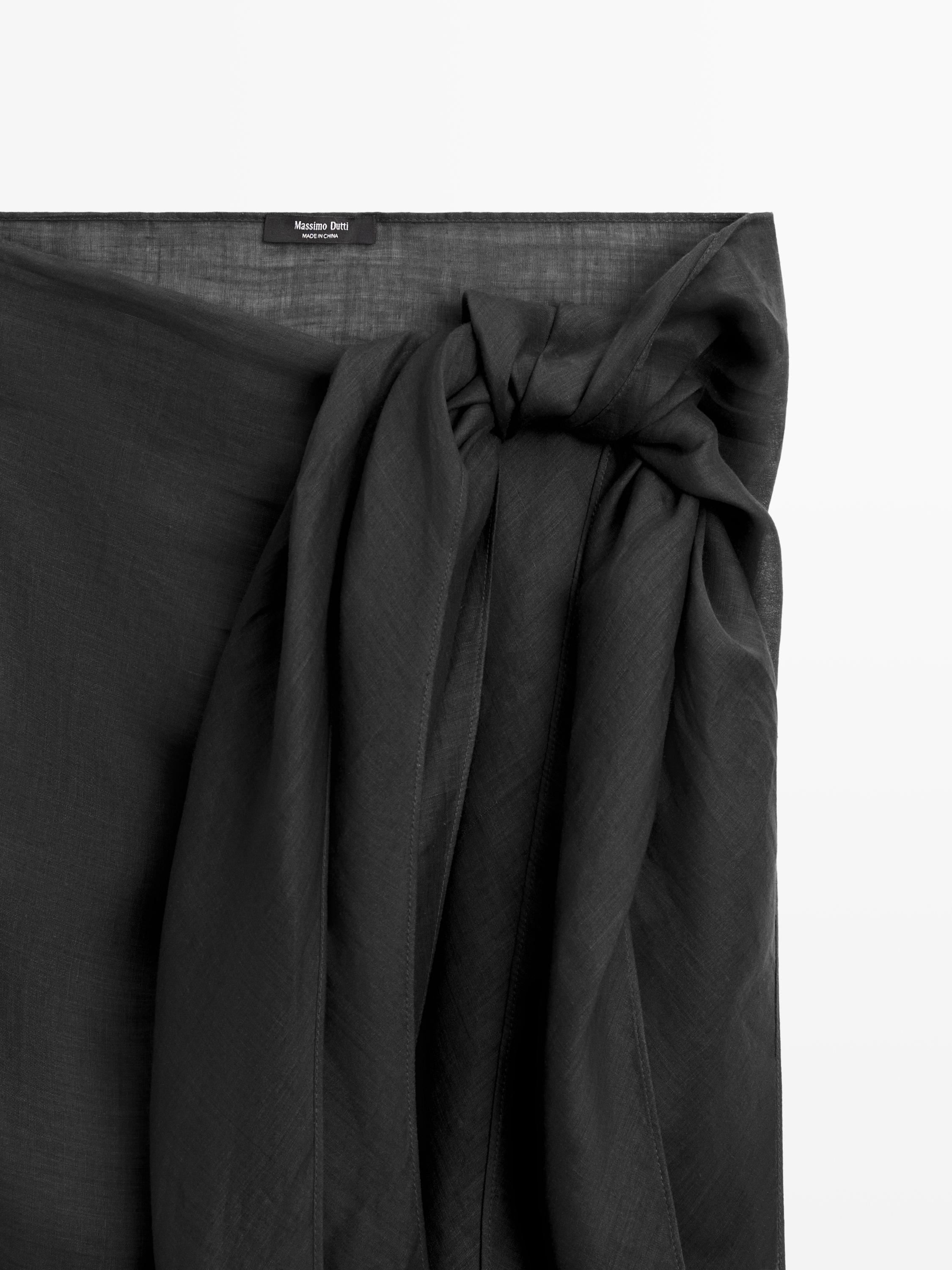 100% ramie pareo skirt — BLACK