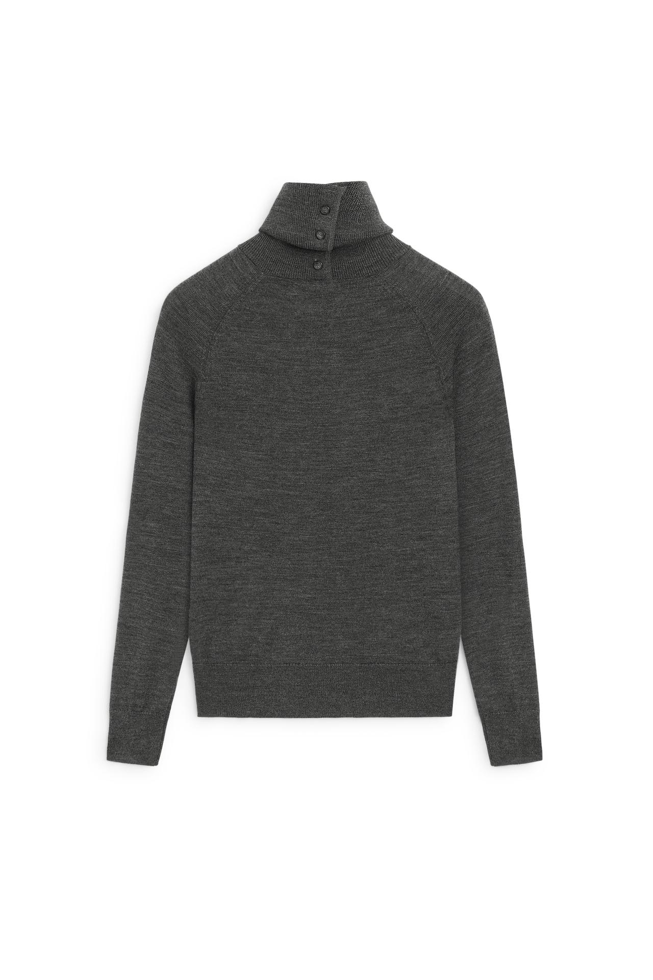 100% wool button-detail knit sweater - LIMITED EDITION — MEDIUM GREY