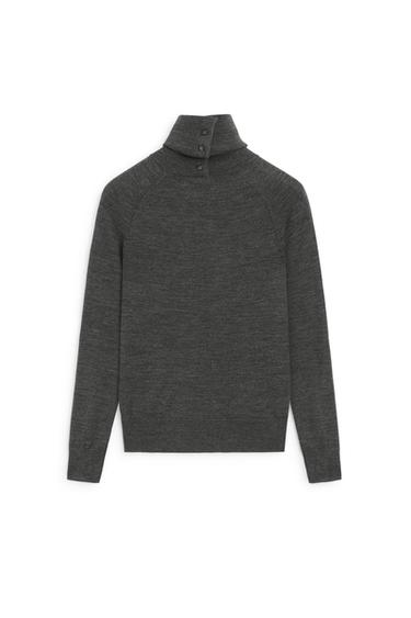 100% wool button-detail knit sweater - LIMITED EDITION — MEDIUM GREY 7