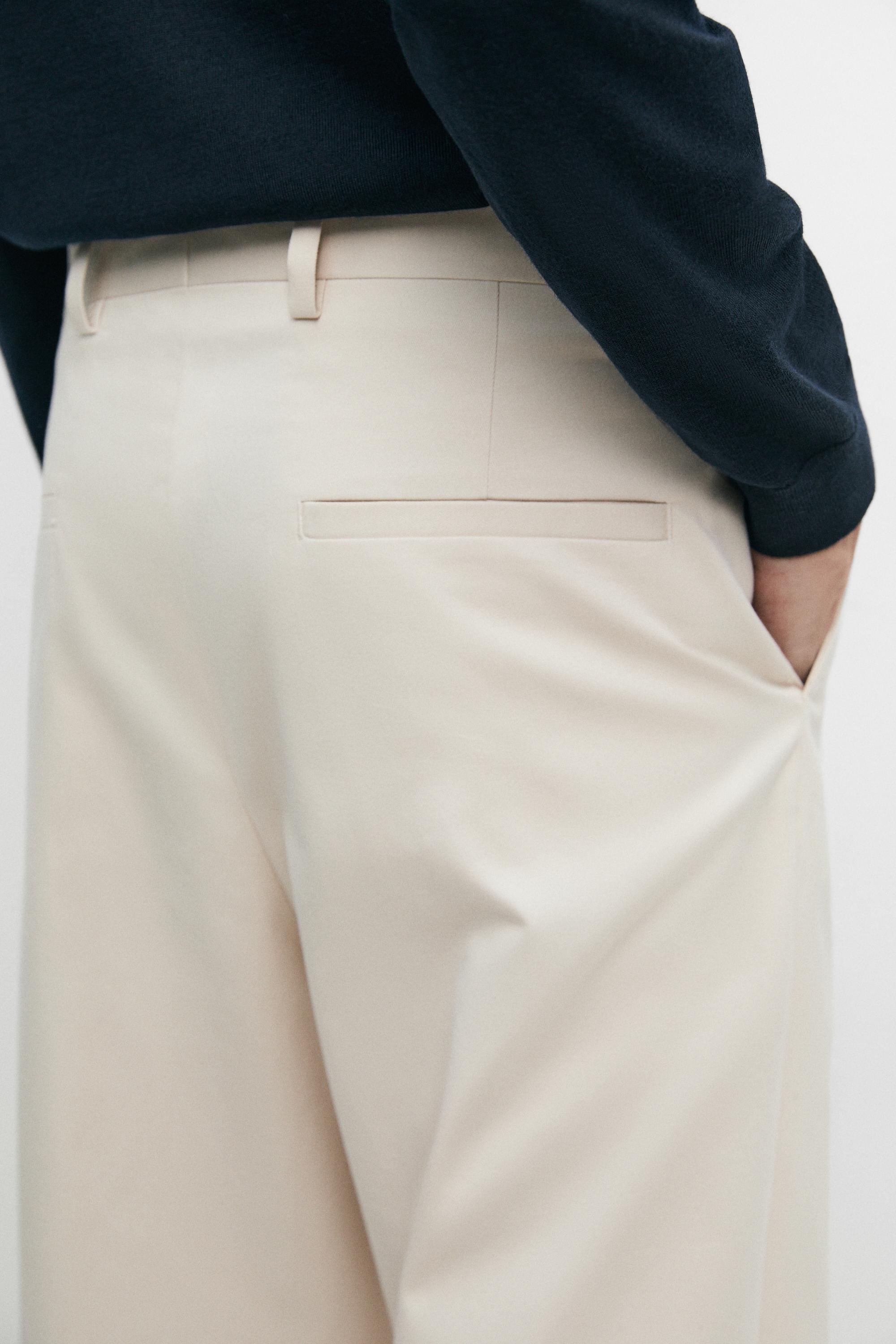 100% cotton darted pants — BEIGE