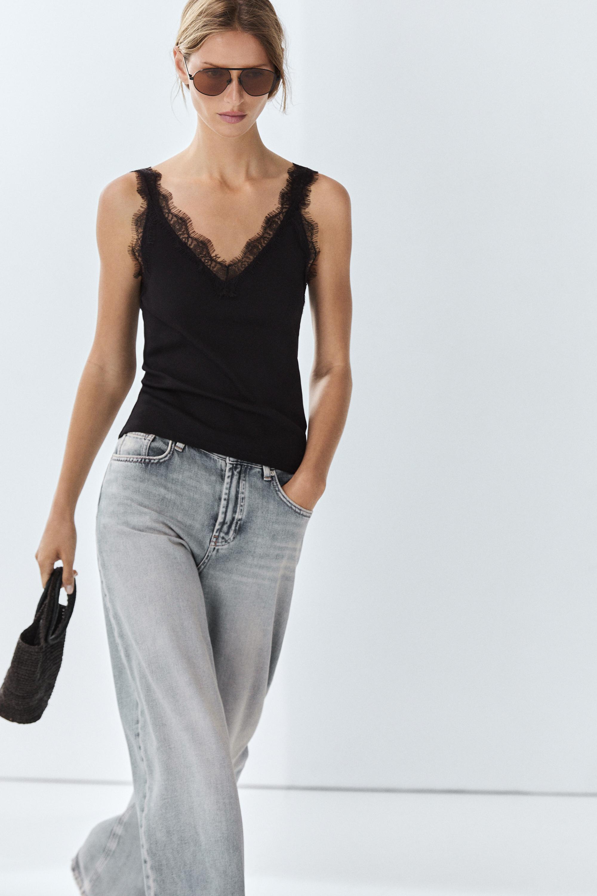 Strappy lace-trim top