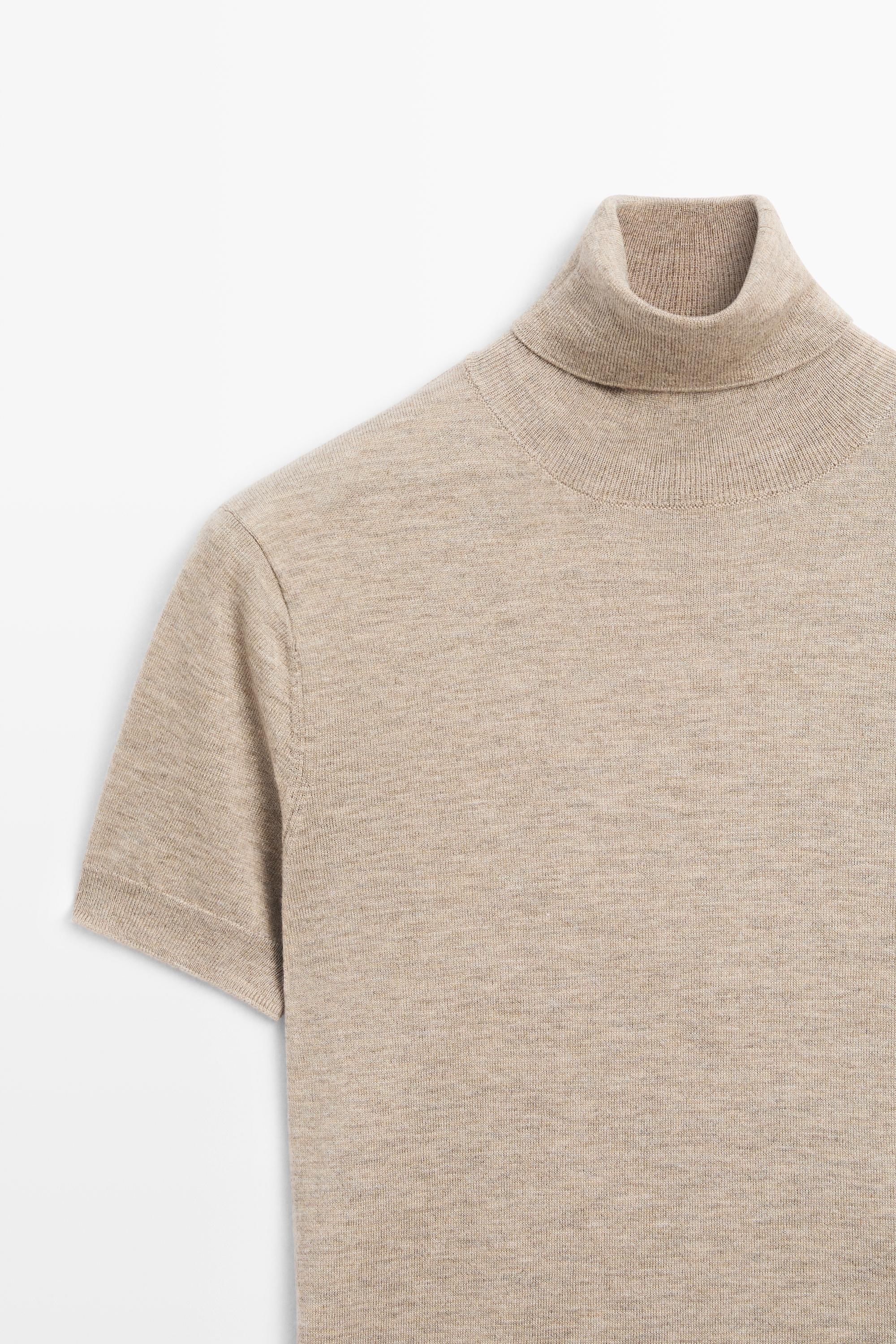 Turtleneck knit sweater — BEIGE MARL