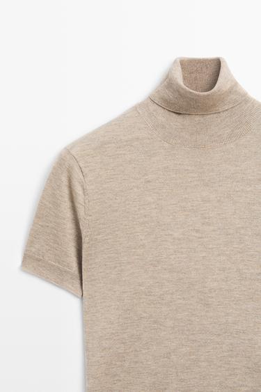 Turtleneck knit sweater — BEIGE MARL 9