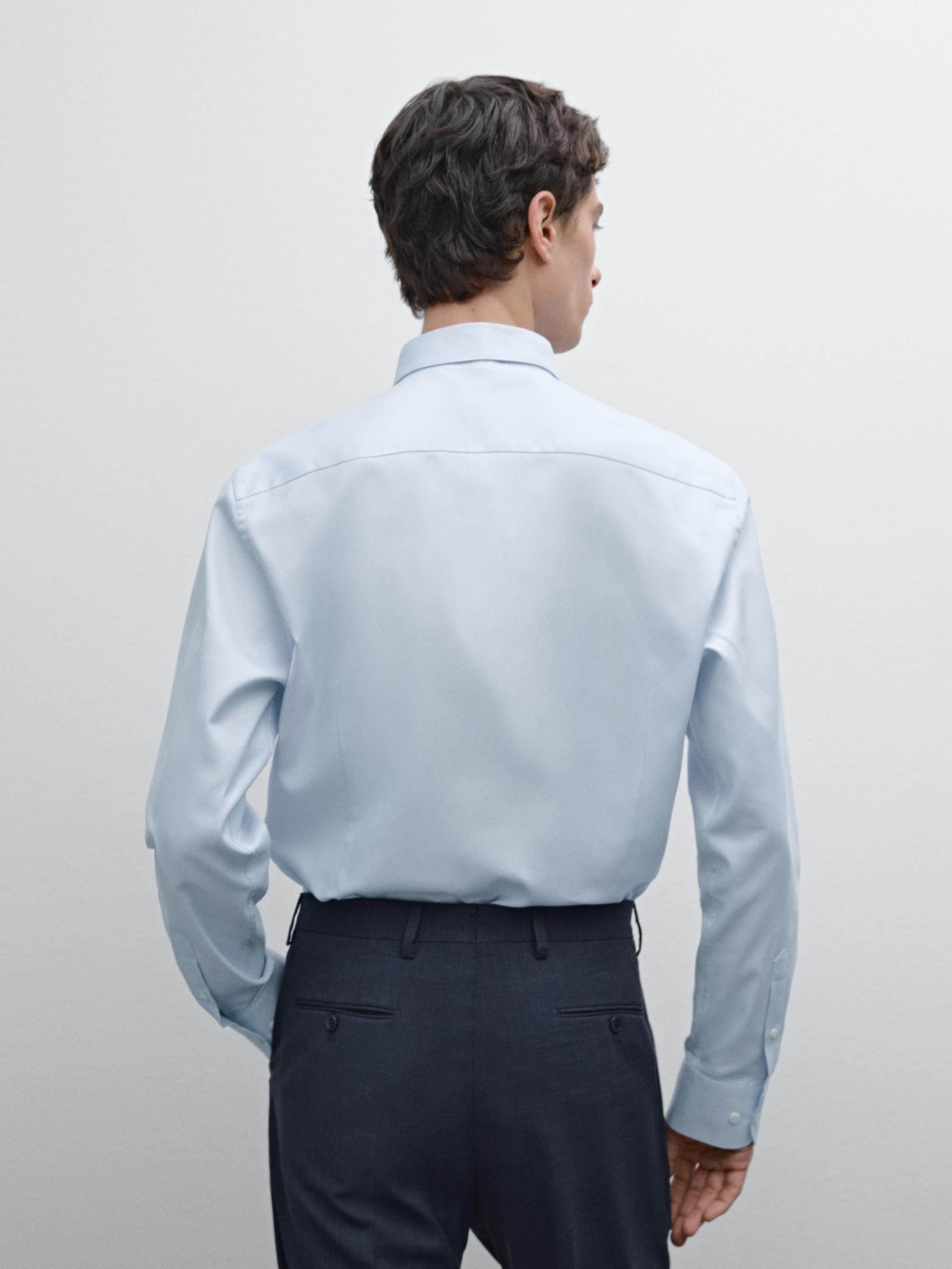 Slim fit 100% cotton Oxford shirt — SKY BLUE