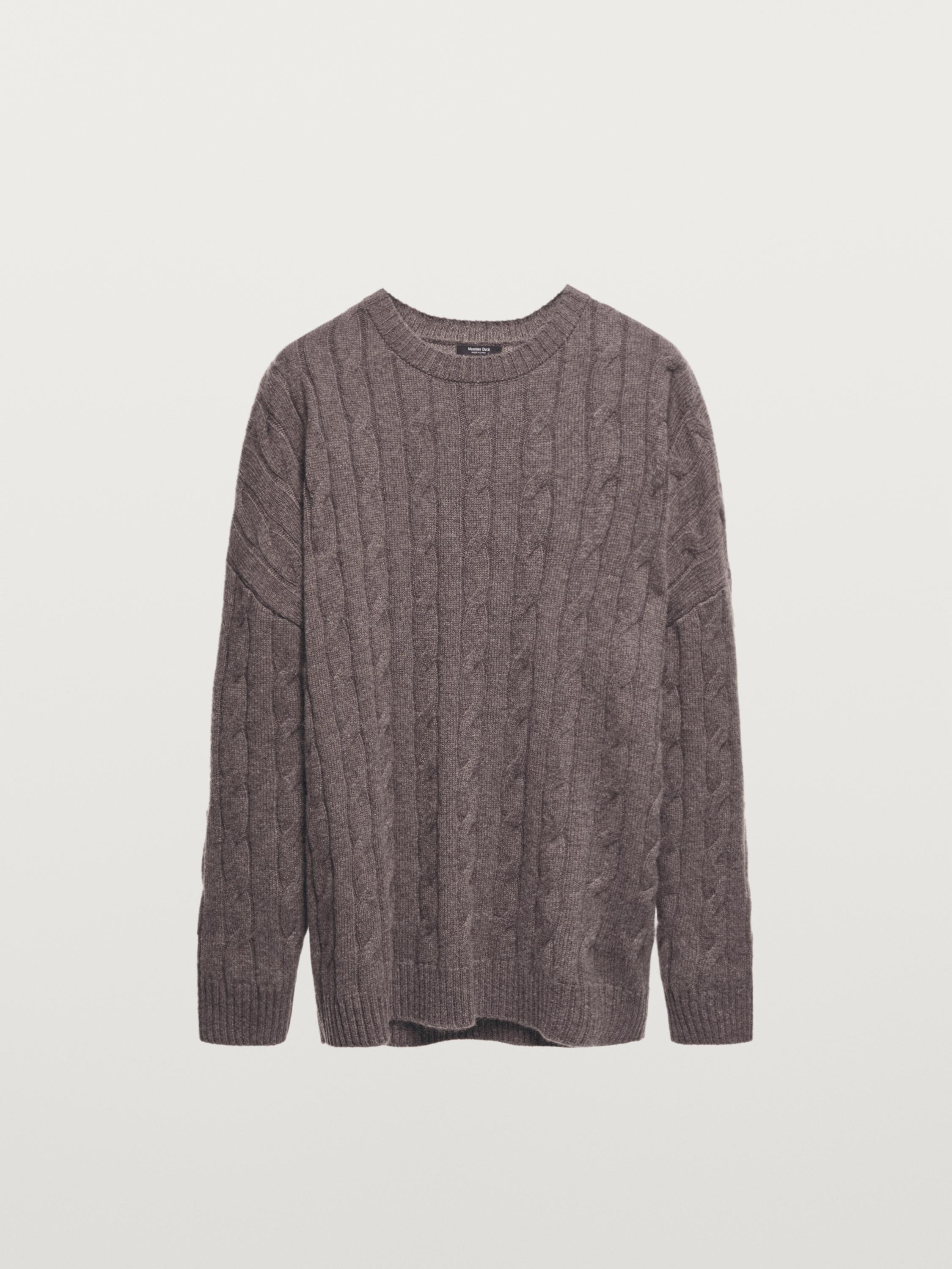 100% cashmere cable-knit sweater — ANTHRACITE GREY