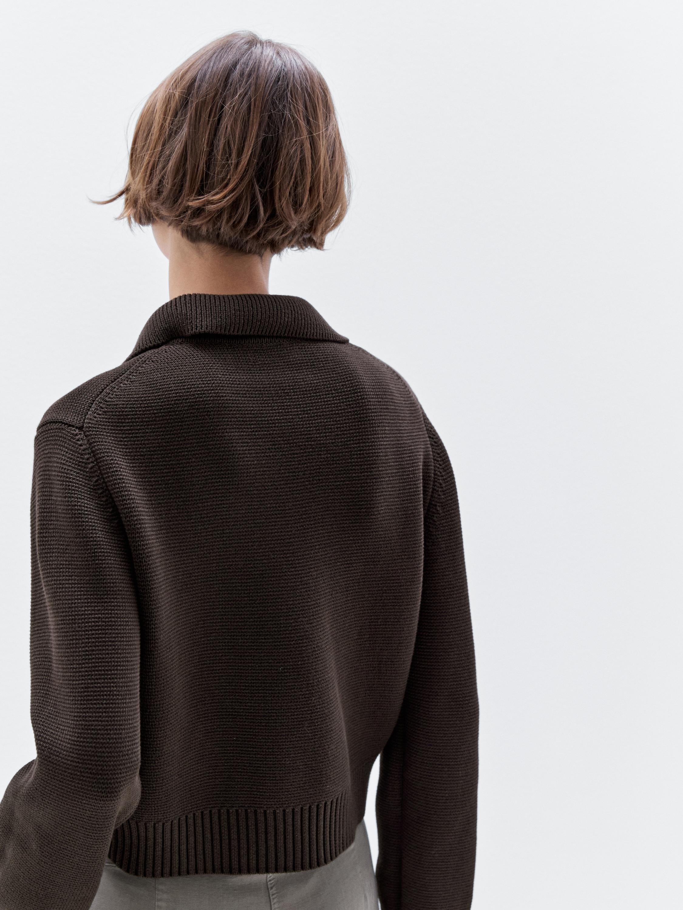 100% cotton double-breasted knit cardigan