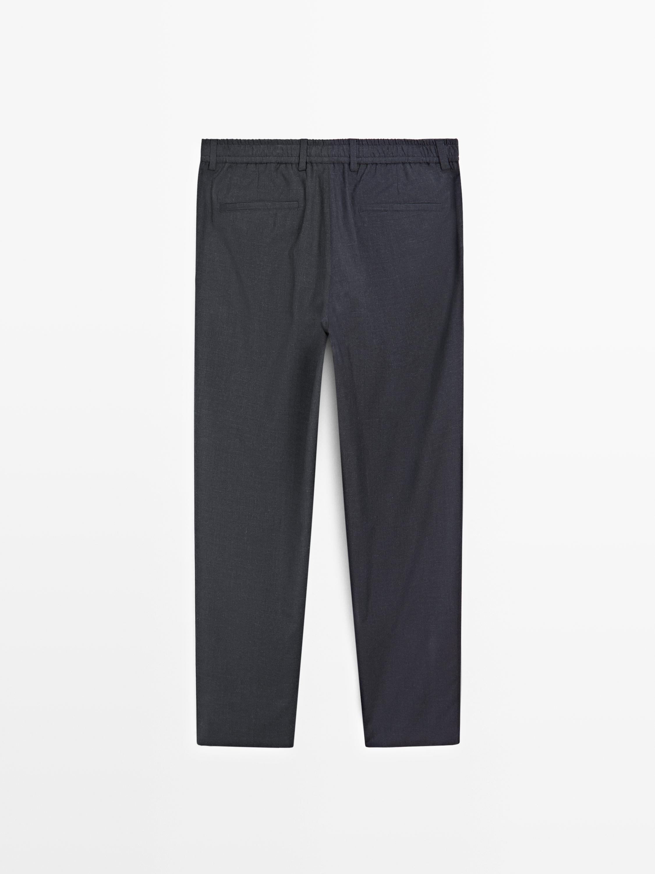 Wool houndstooth trousers — NAVY BLUE