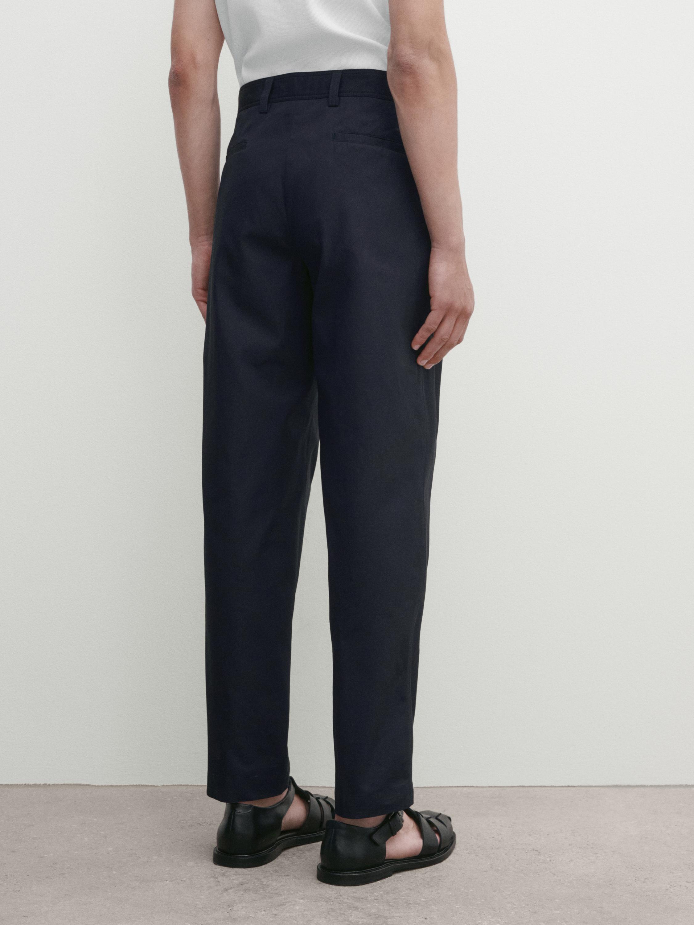 100% cotton tapered fit trousers