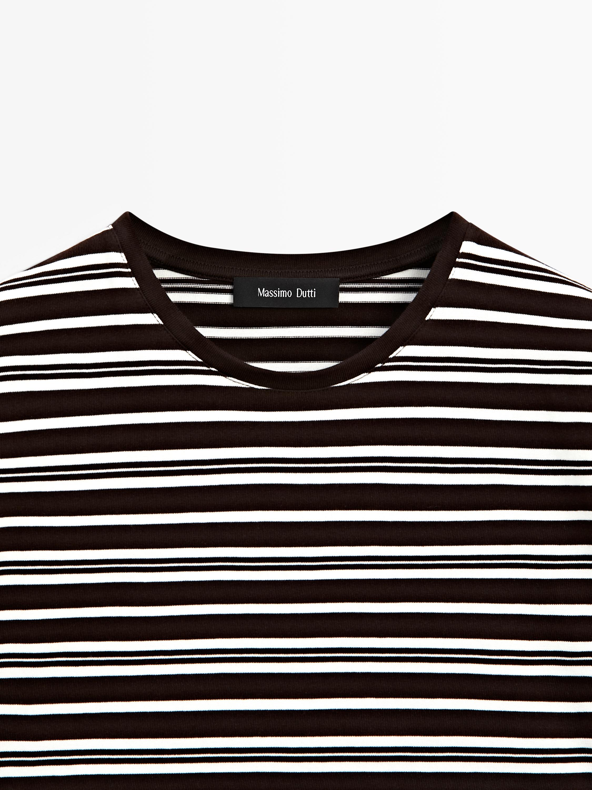 Striped short sleeve T-shirt — BROWN