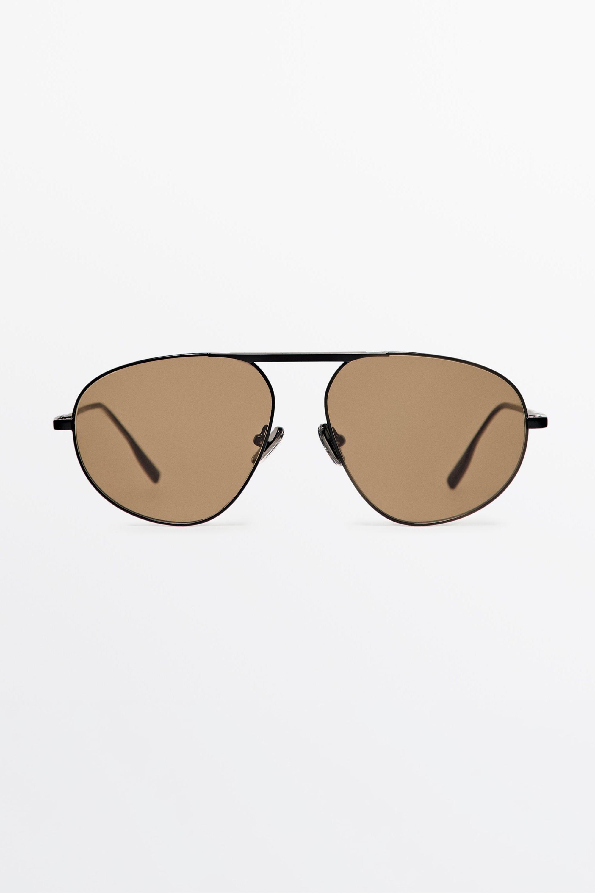 Metal aviator sunglasses — BLACK