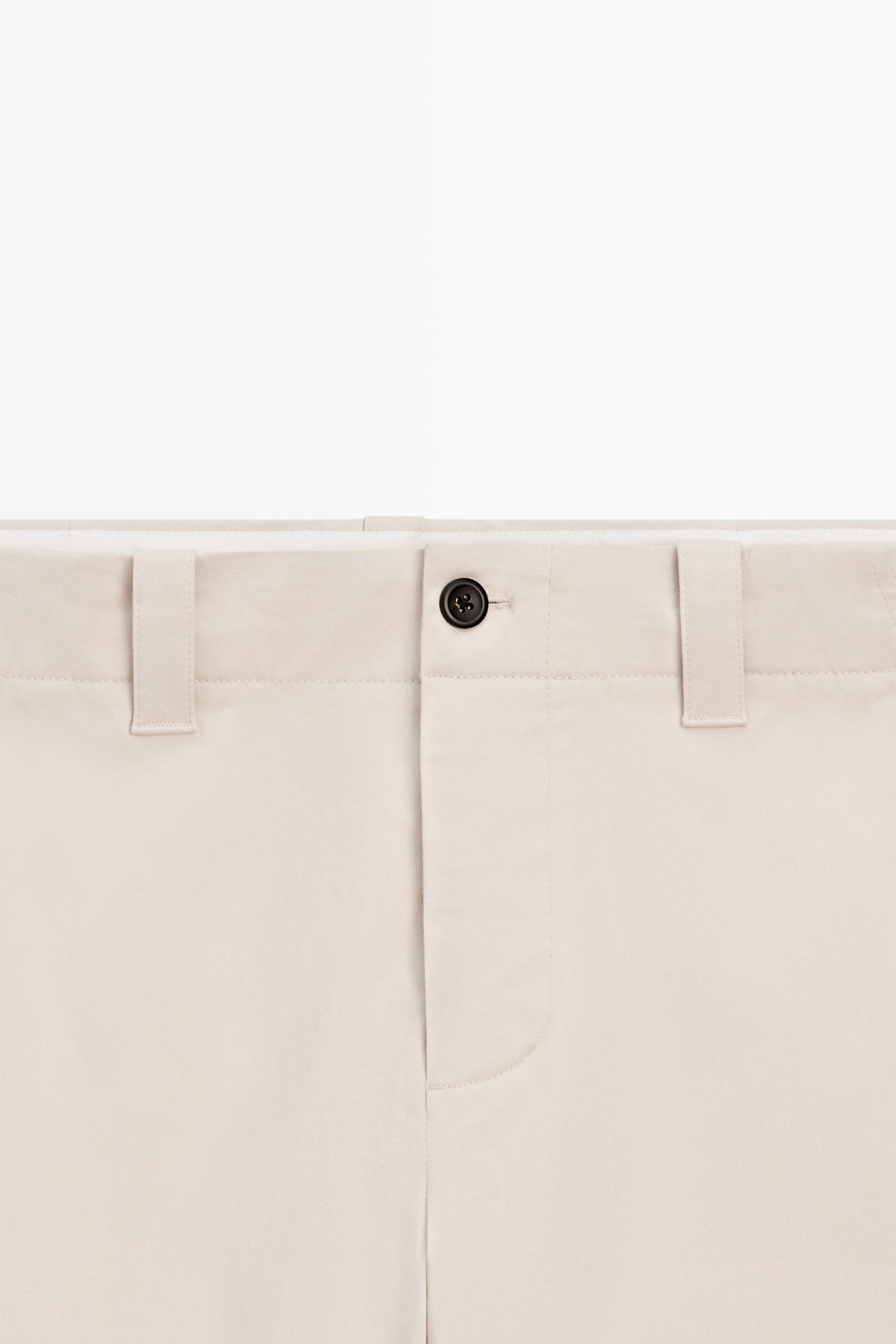 Cotton blend pants with waist detail — BEIGE