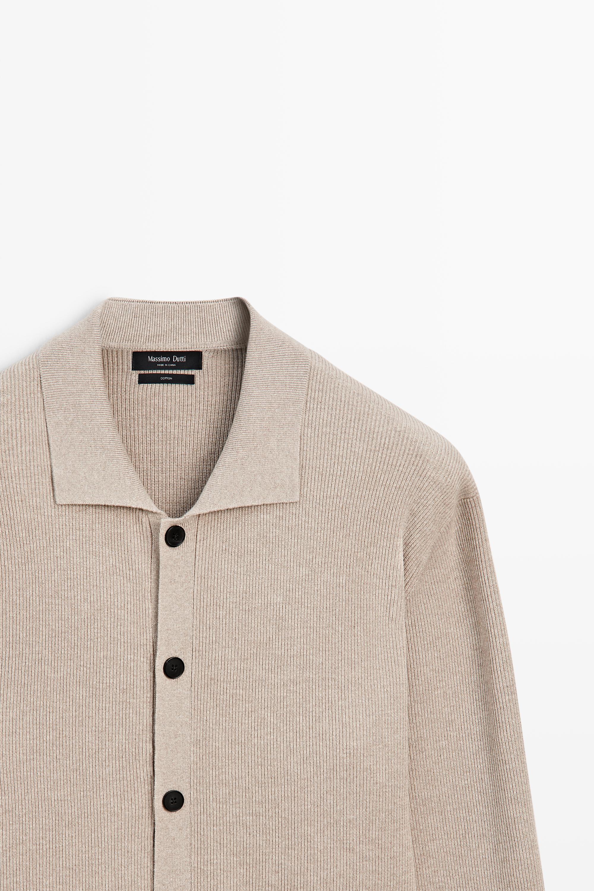 100% cotton knit pocket cardigan — BEIGE