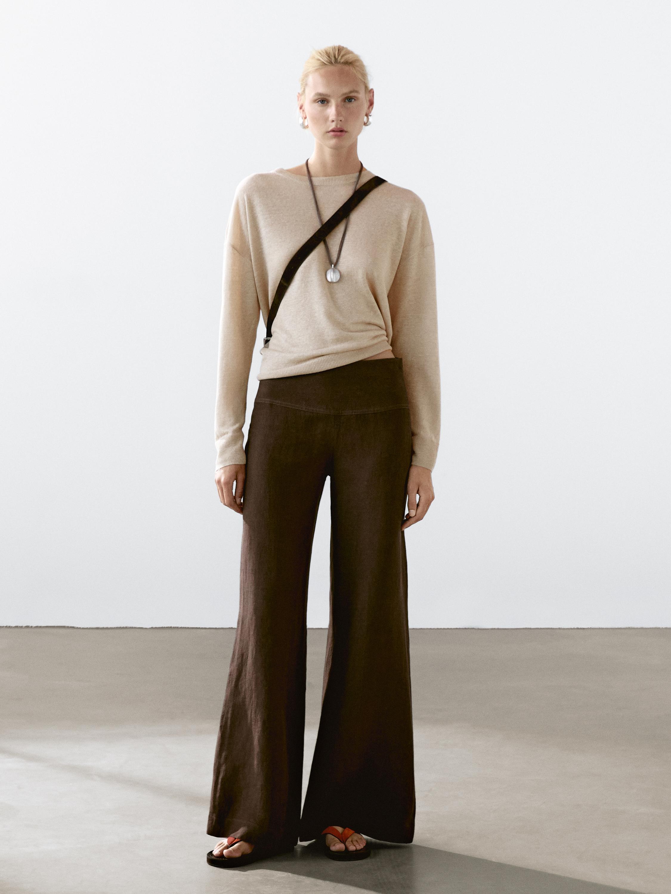 سويتر محاك قياس كبير من كتان 100%