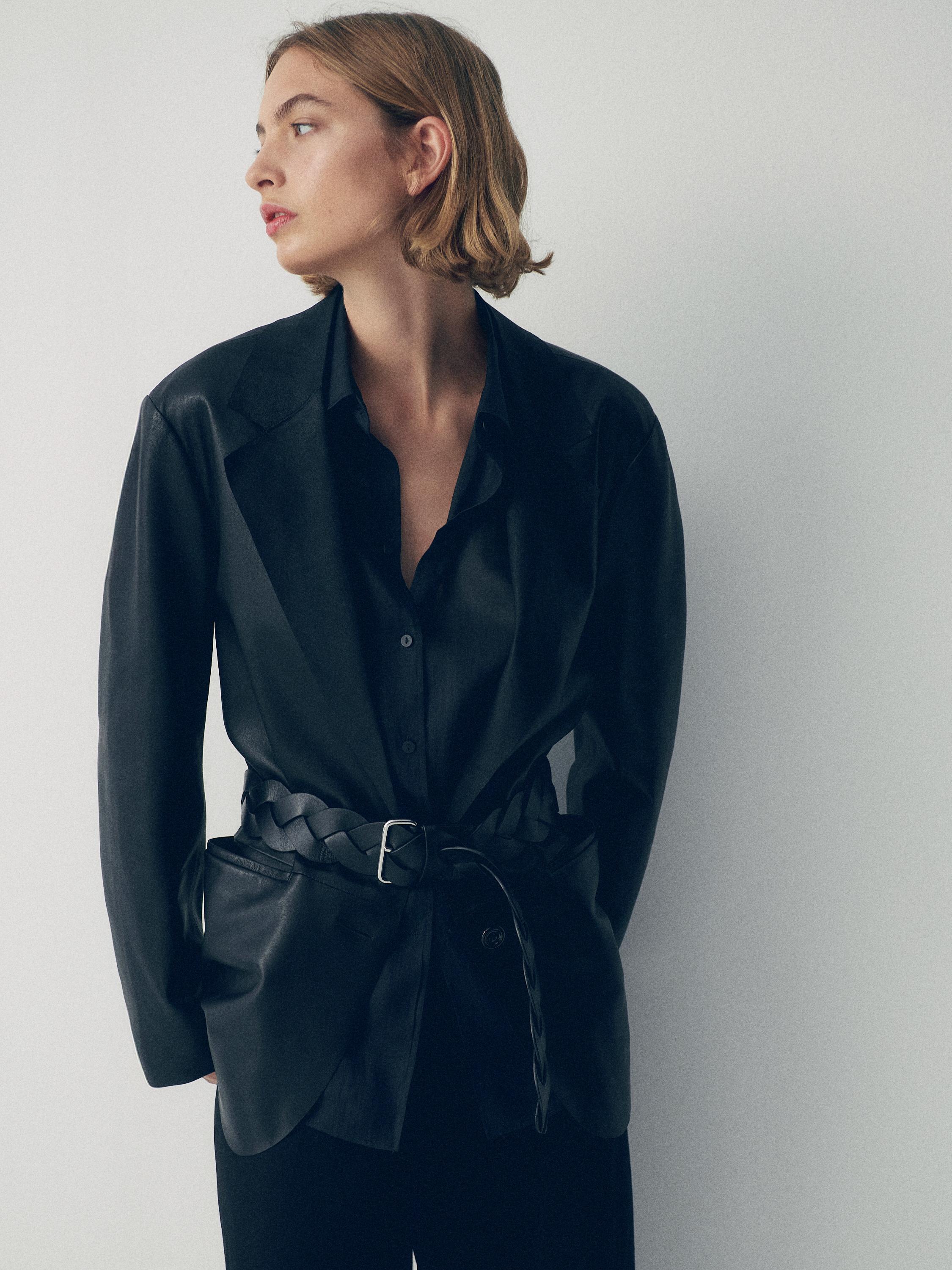 Braided nappa leather belt