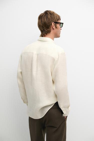 100% linen regular fit shirt — PALE ECRU 5