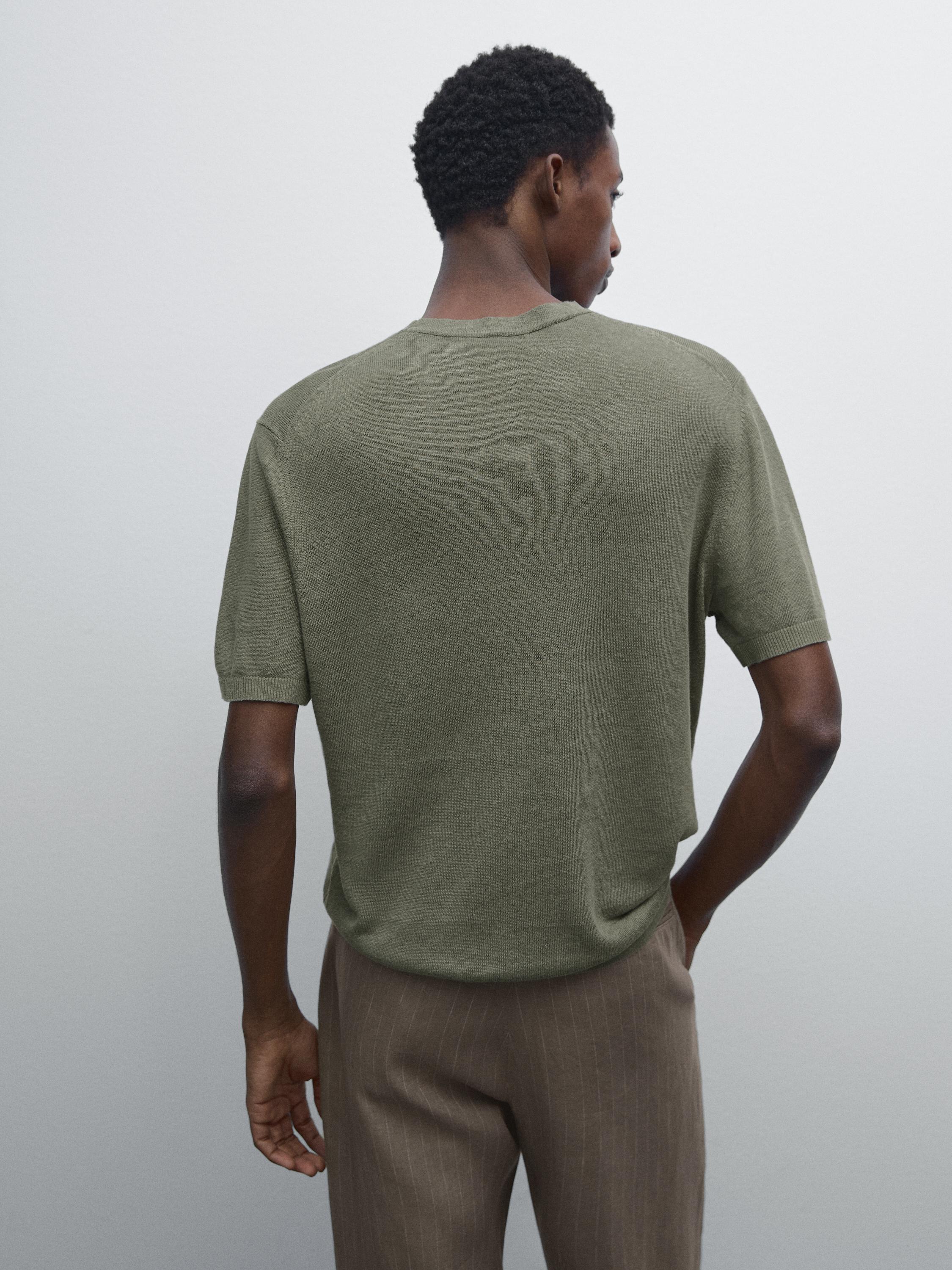 100% linen short sleeve knit T-shirt