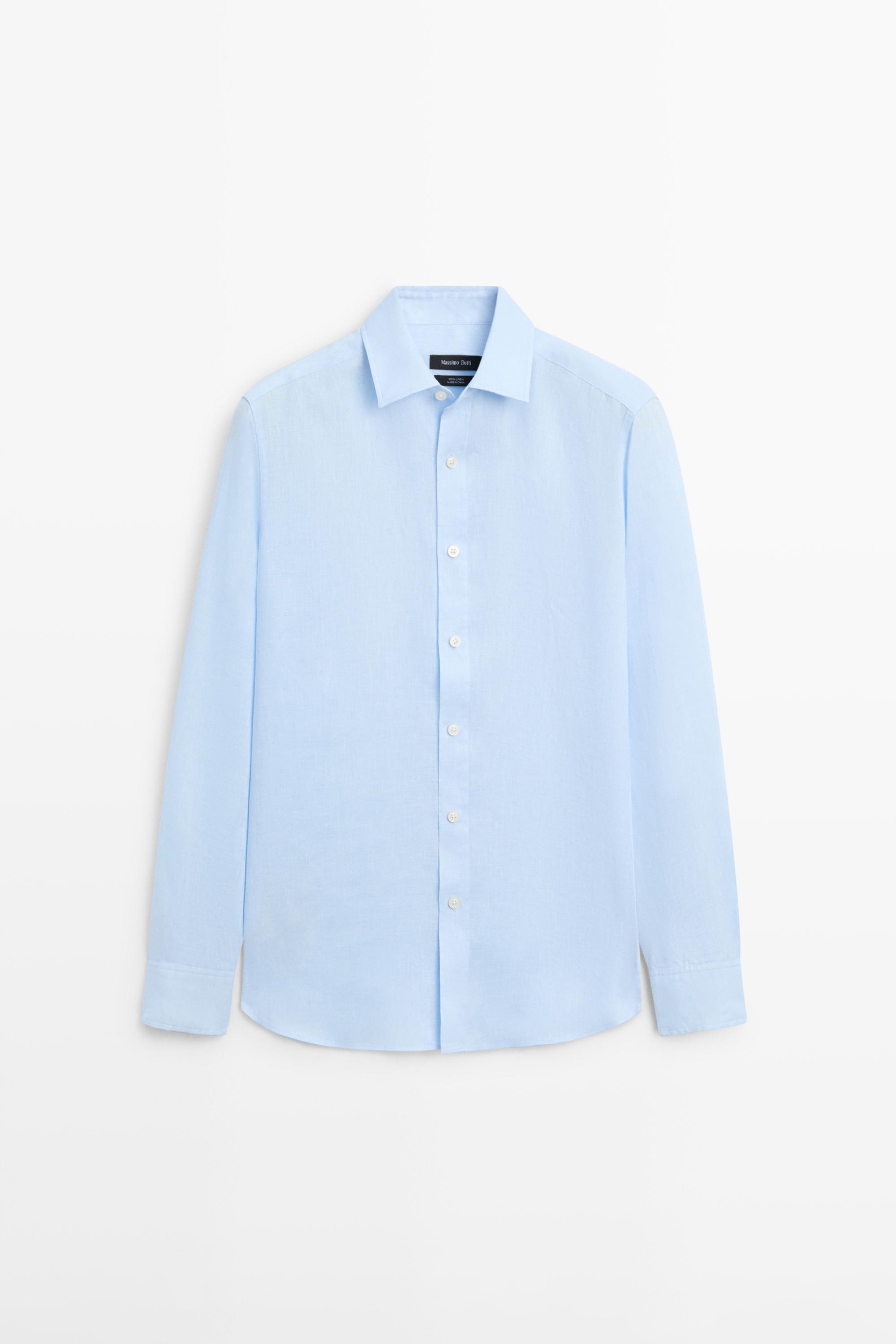 100% linen slim fit shirt — Sky blue
