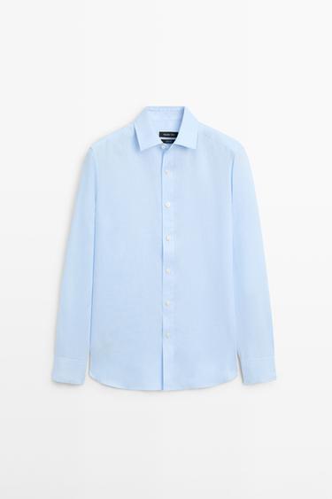 100% linen slim fit shirt — Sky blue 2