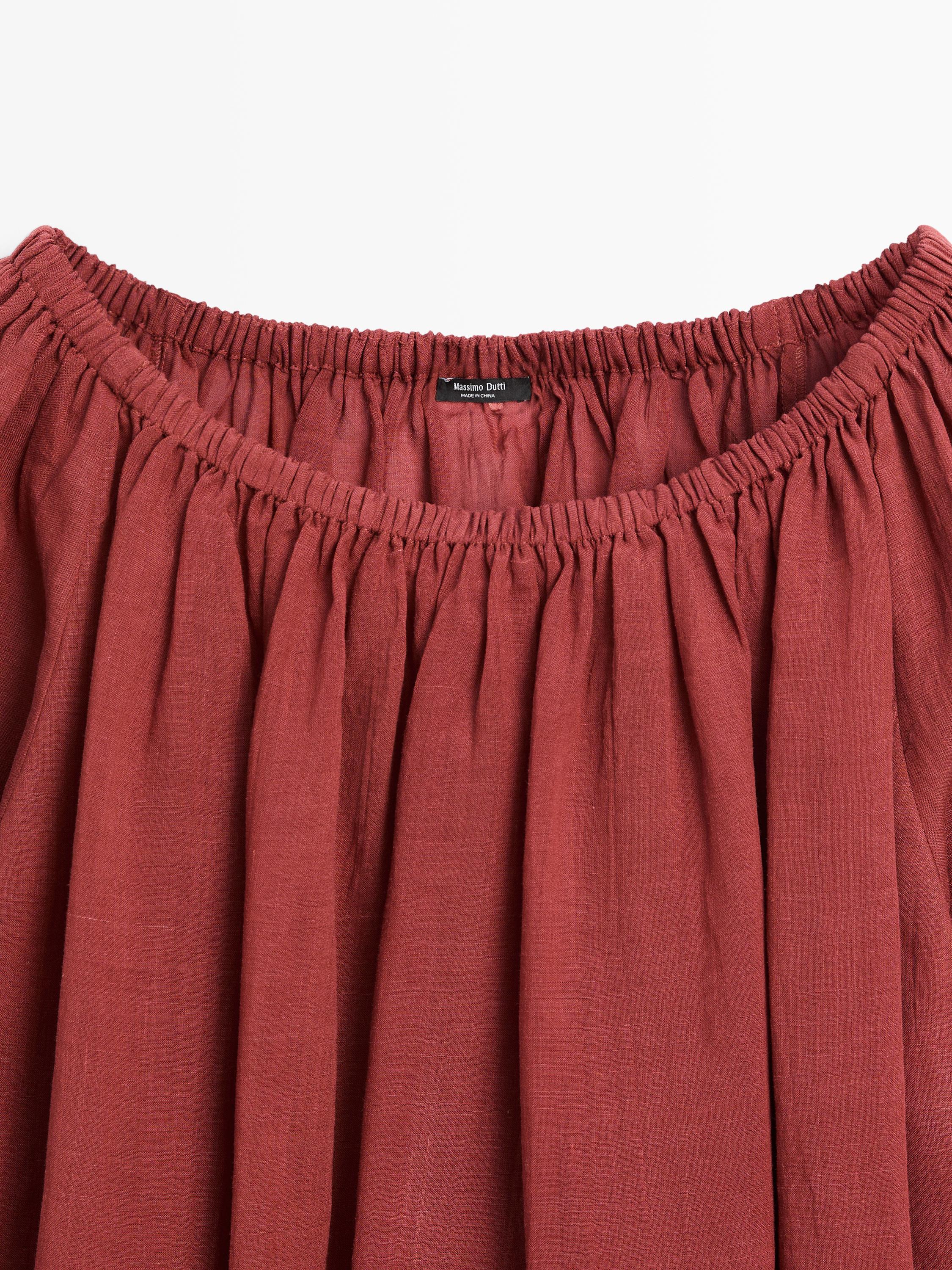 Flowing boat neck shirt — RUSSET