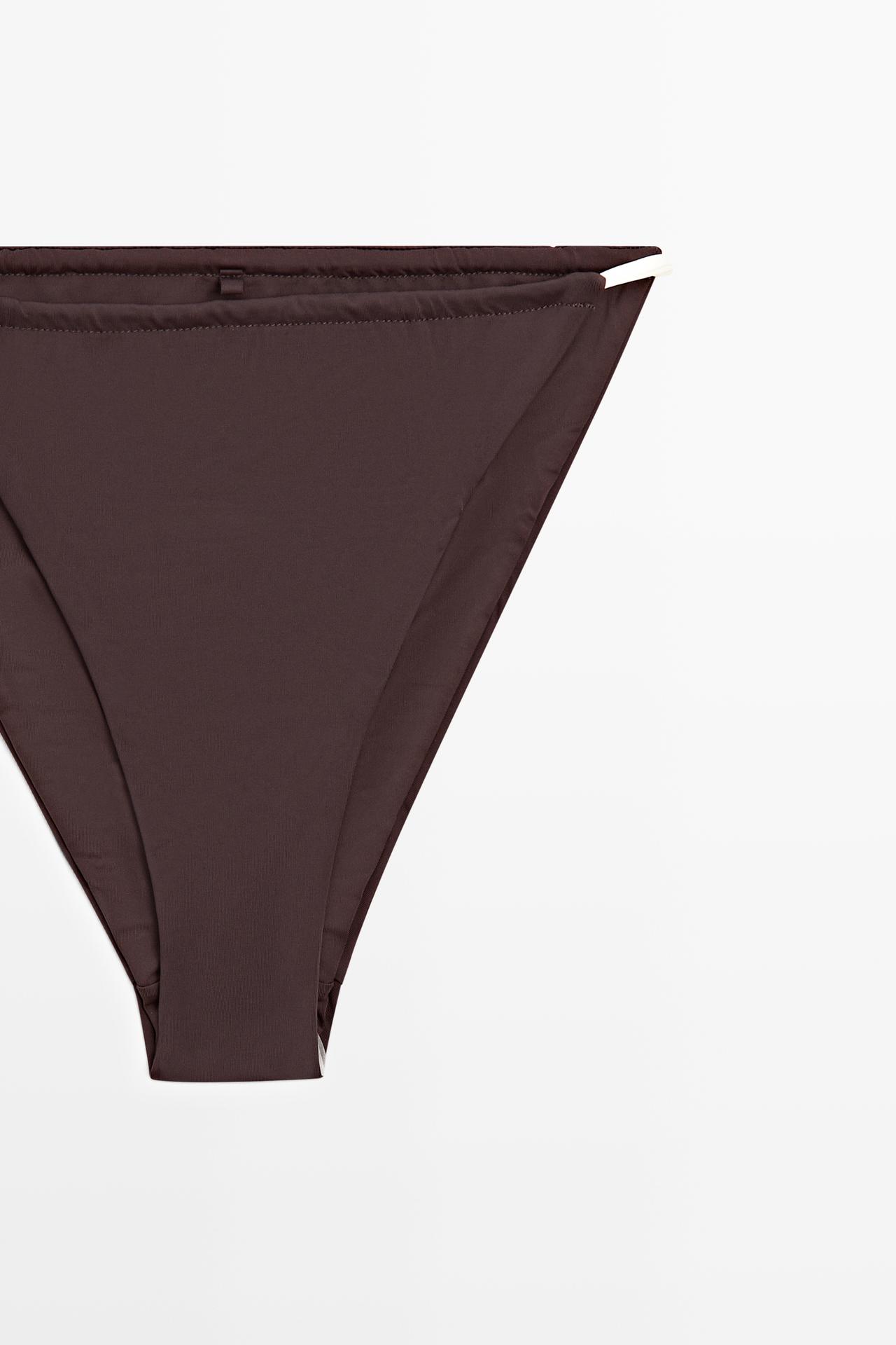 Contrast tie-side bikini bottoms — BROWN