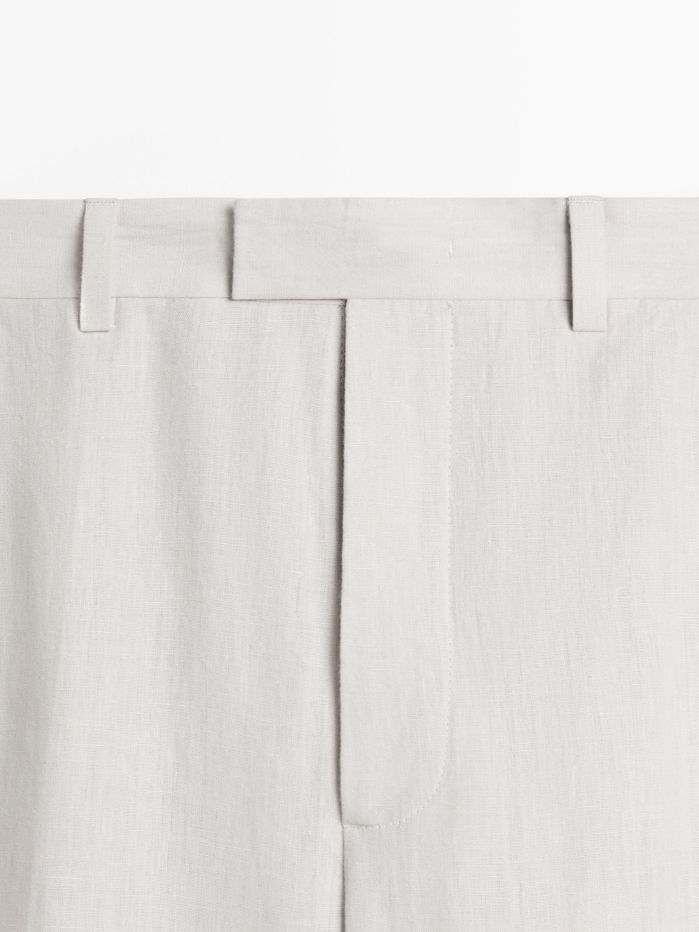 بنطلون بقصة باريل من الكتان المحبوك