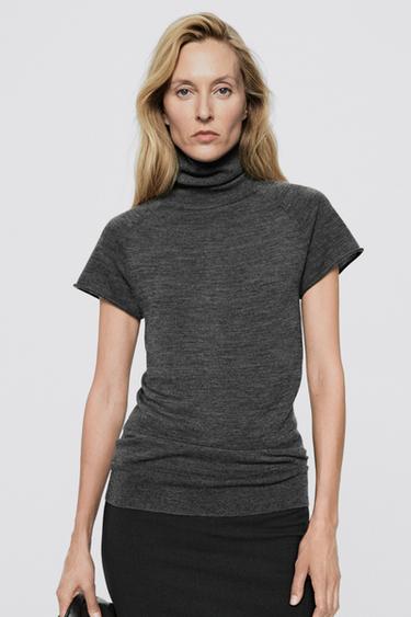 100% wool short sleeve knit sweater - LIMITED EDITION — MEDIUM GREY 2