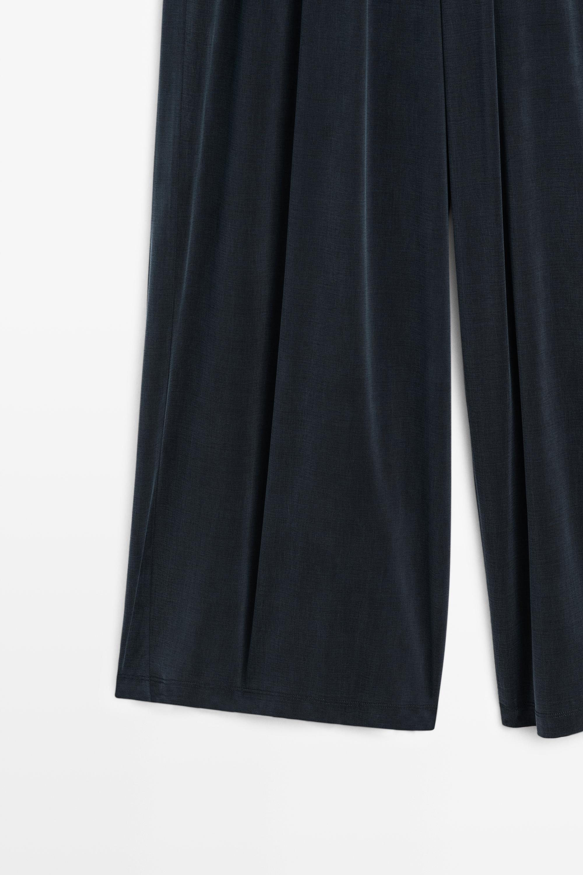 Pleated flowing wide-leg pants - STUDIO — BLUE