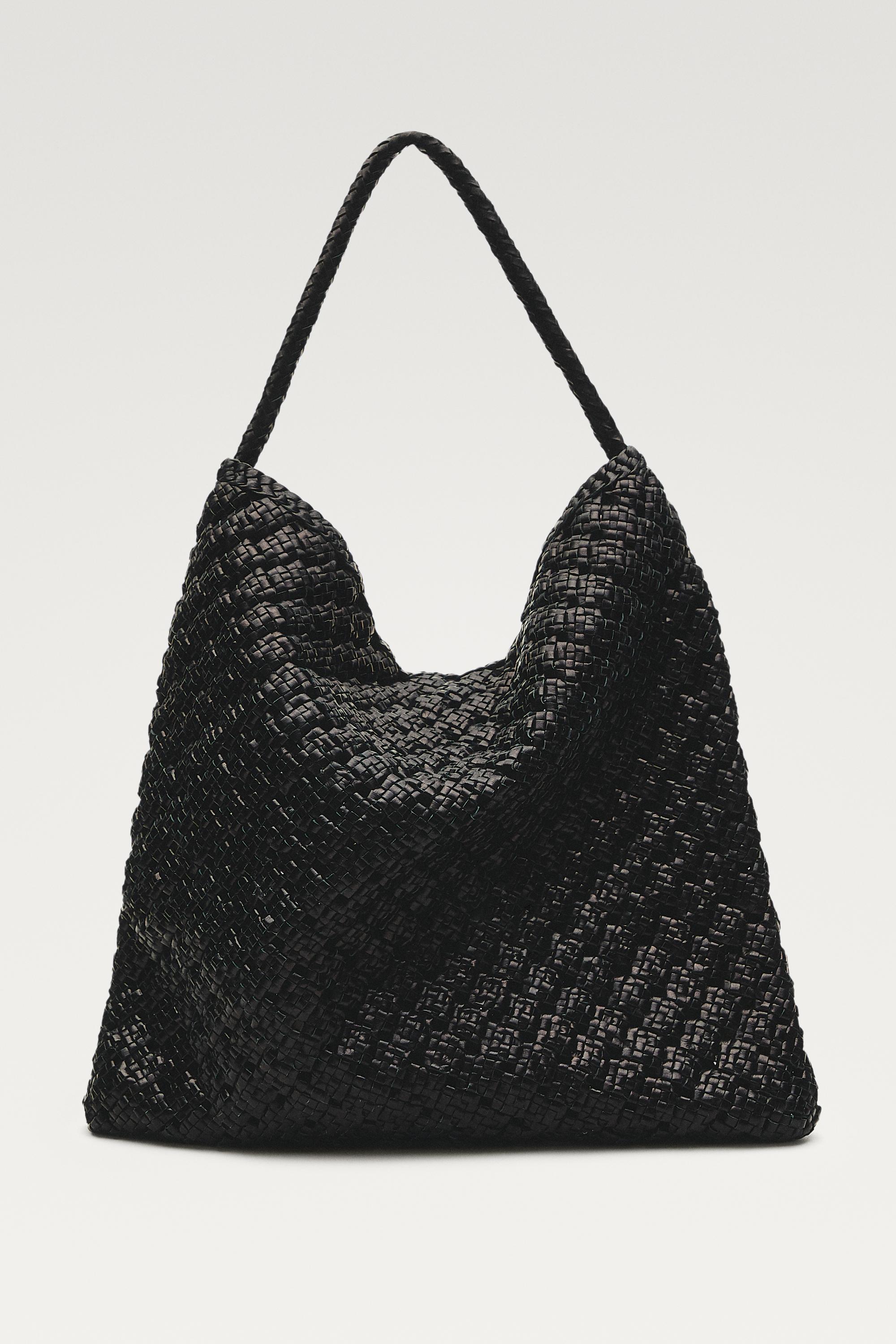 Braided nappa leather bag — BLACK