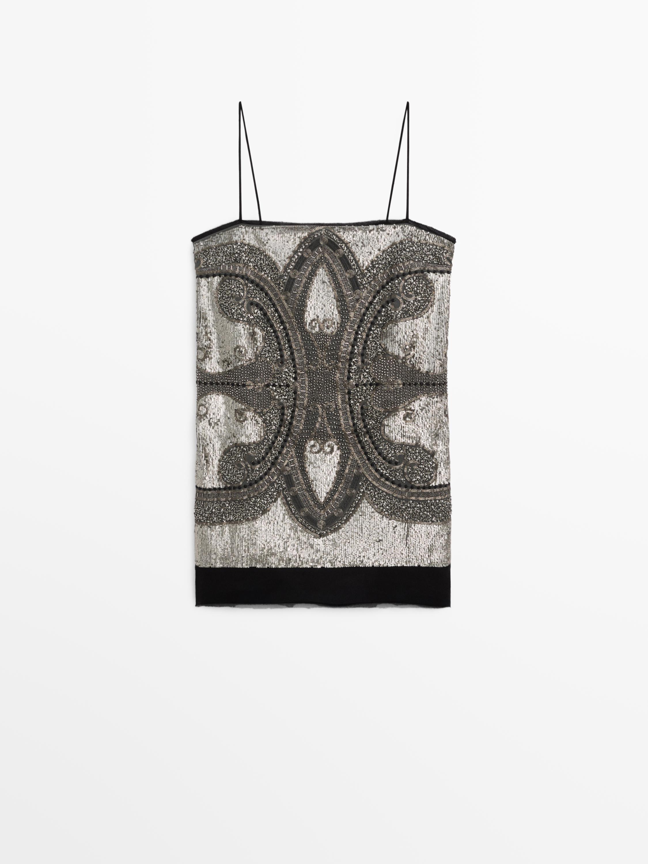 Vestido corto detalle bordados - STUDIO