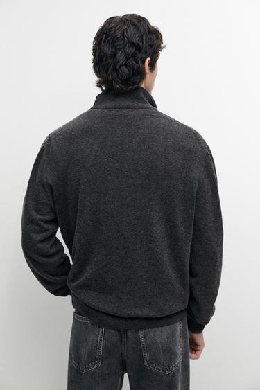 Mock neck knit sweater with zip — CHARCOAL 5