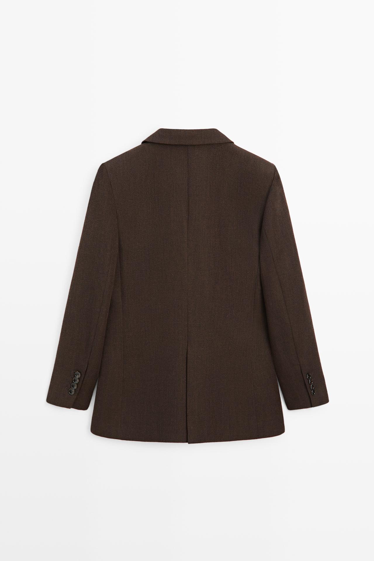 100% wool button detail blazer — BROWN