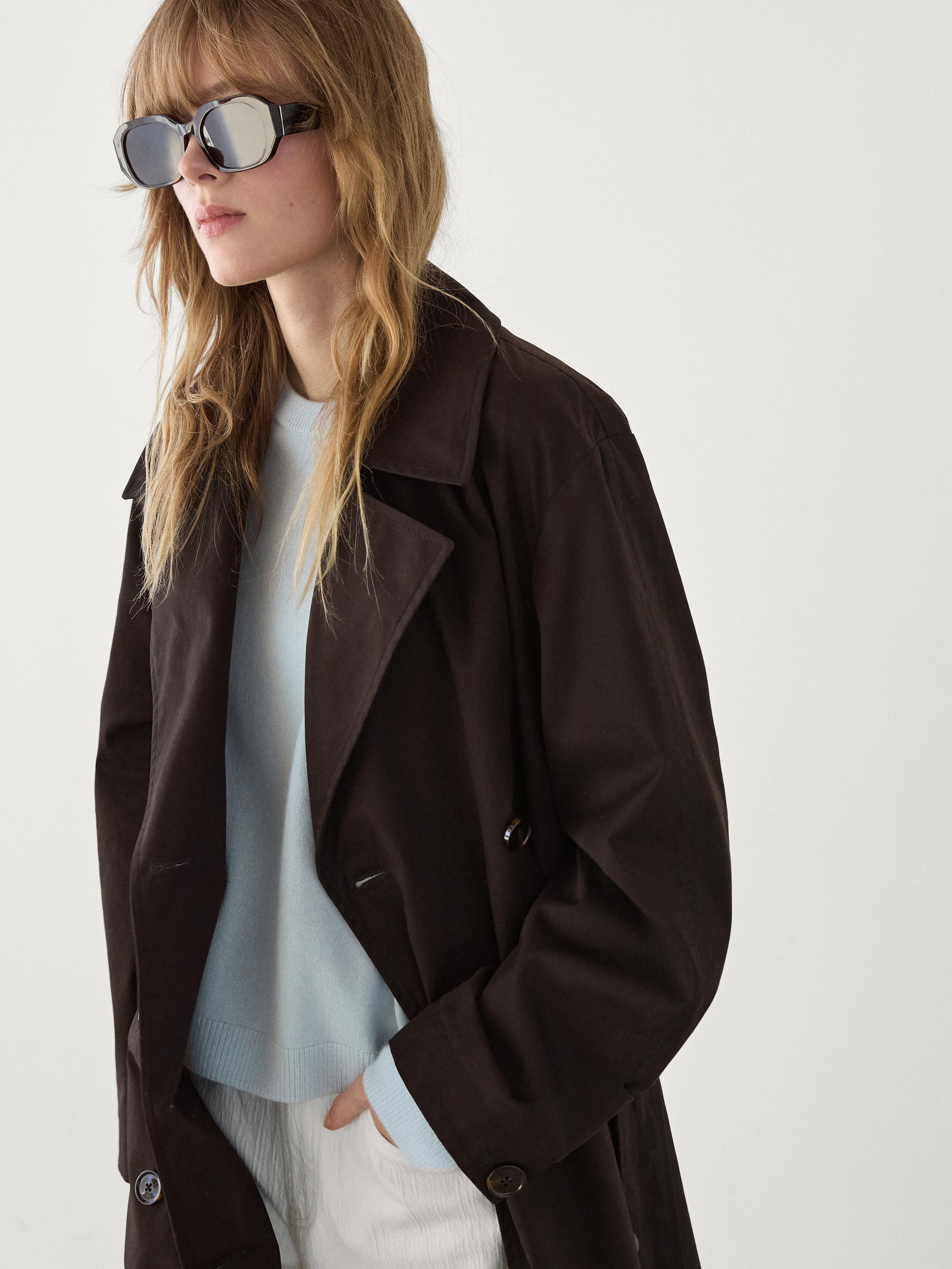 Long trench coat with belt and yoke detail · Brown · Coats And Jackets | Massimo  Dutti