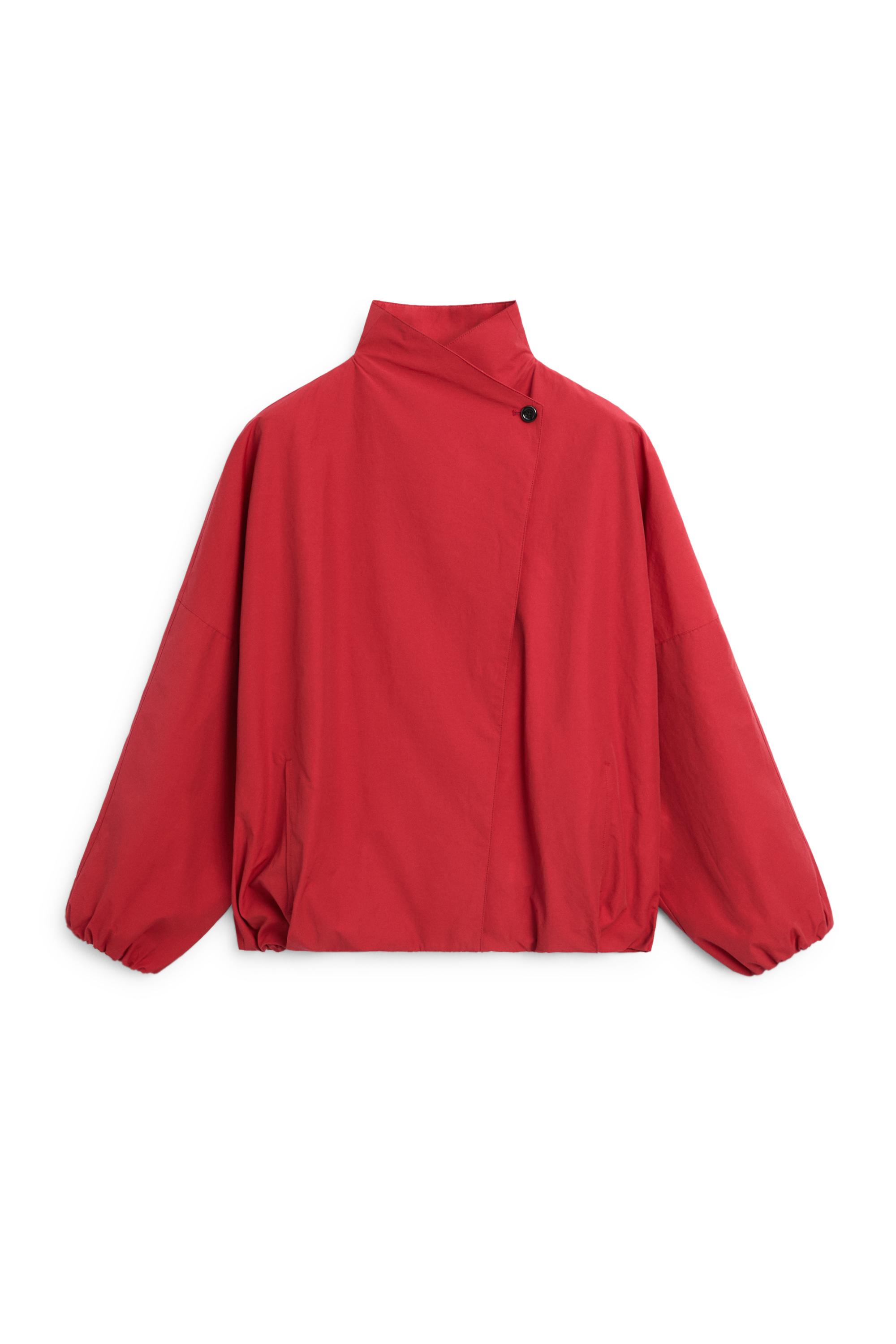 Technical bomber jacket with side button — BRIGHT RED