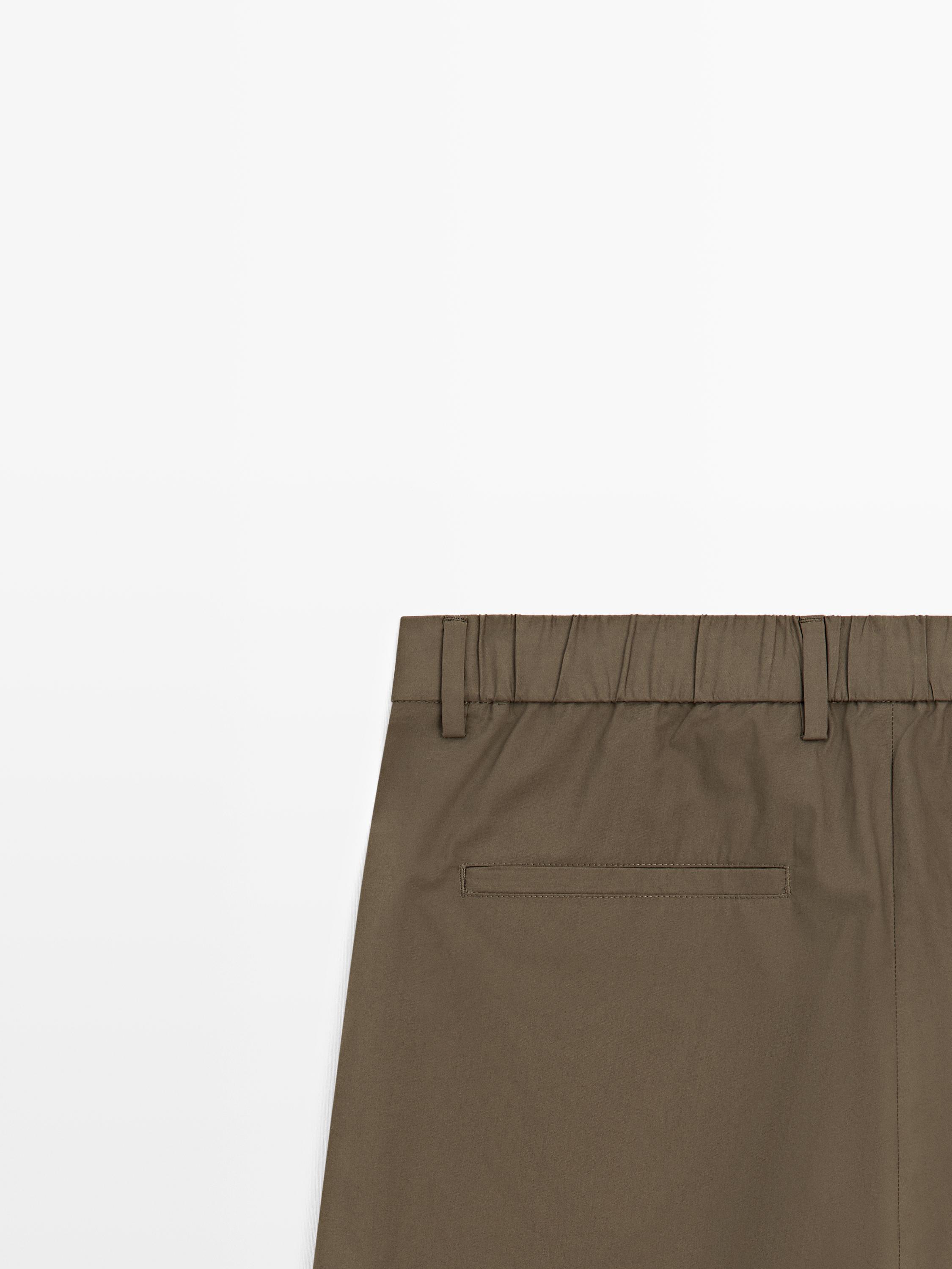 Cotton trousers with double darts — DARK GREEN