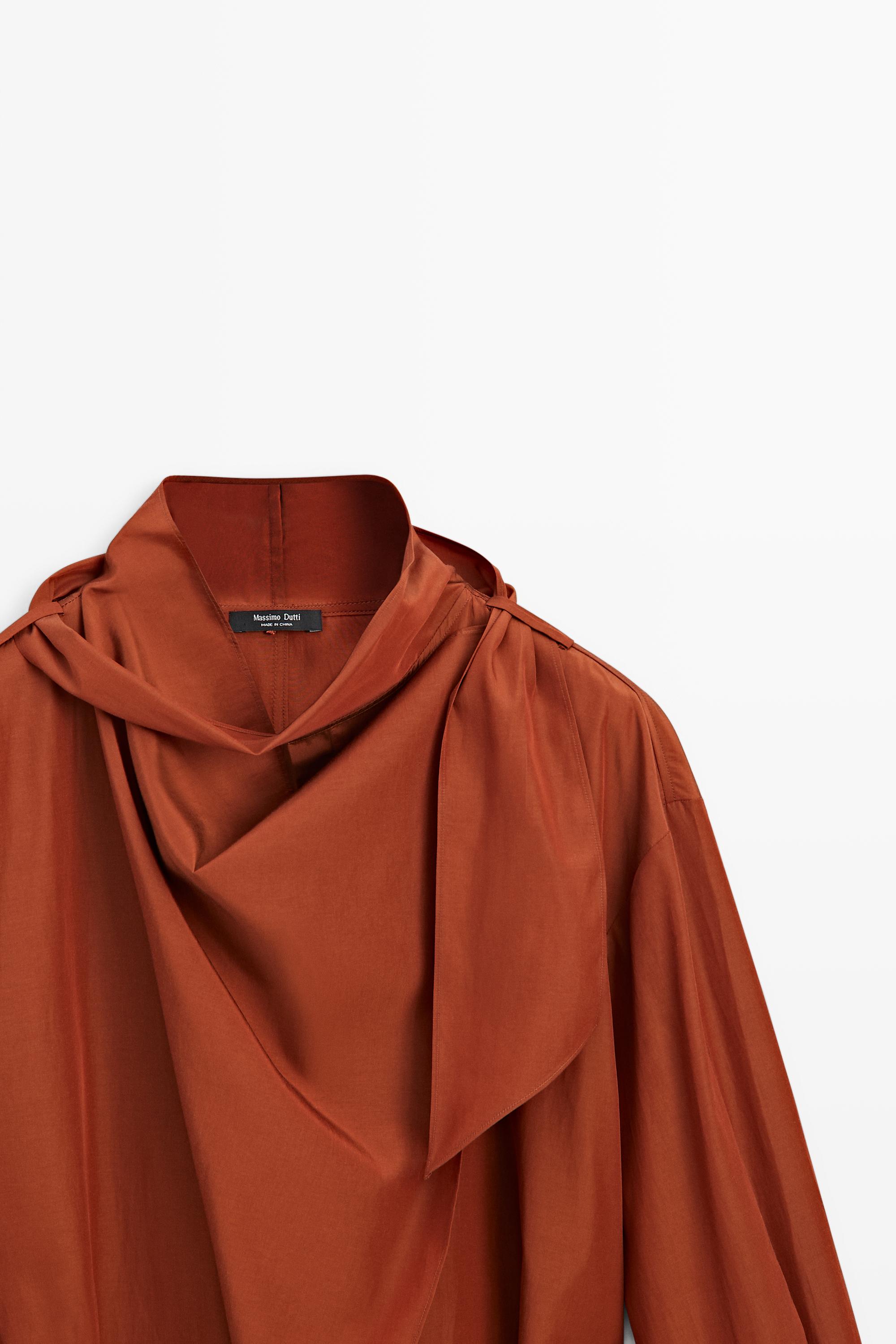 Flowing blouse with tie detail — COPPER
