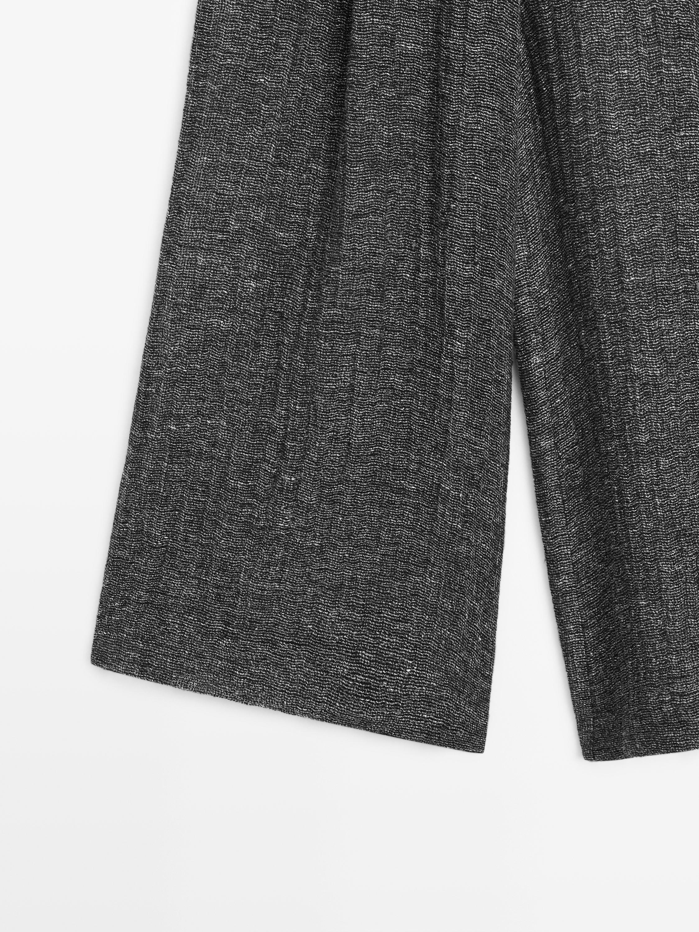 Linen blend melange darted pants — GREY