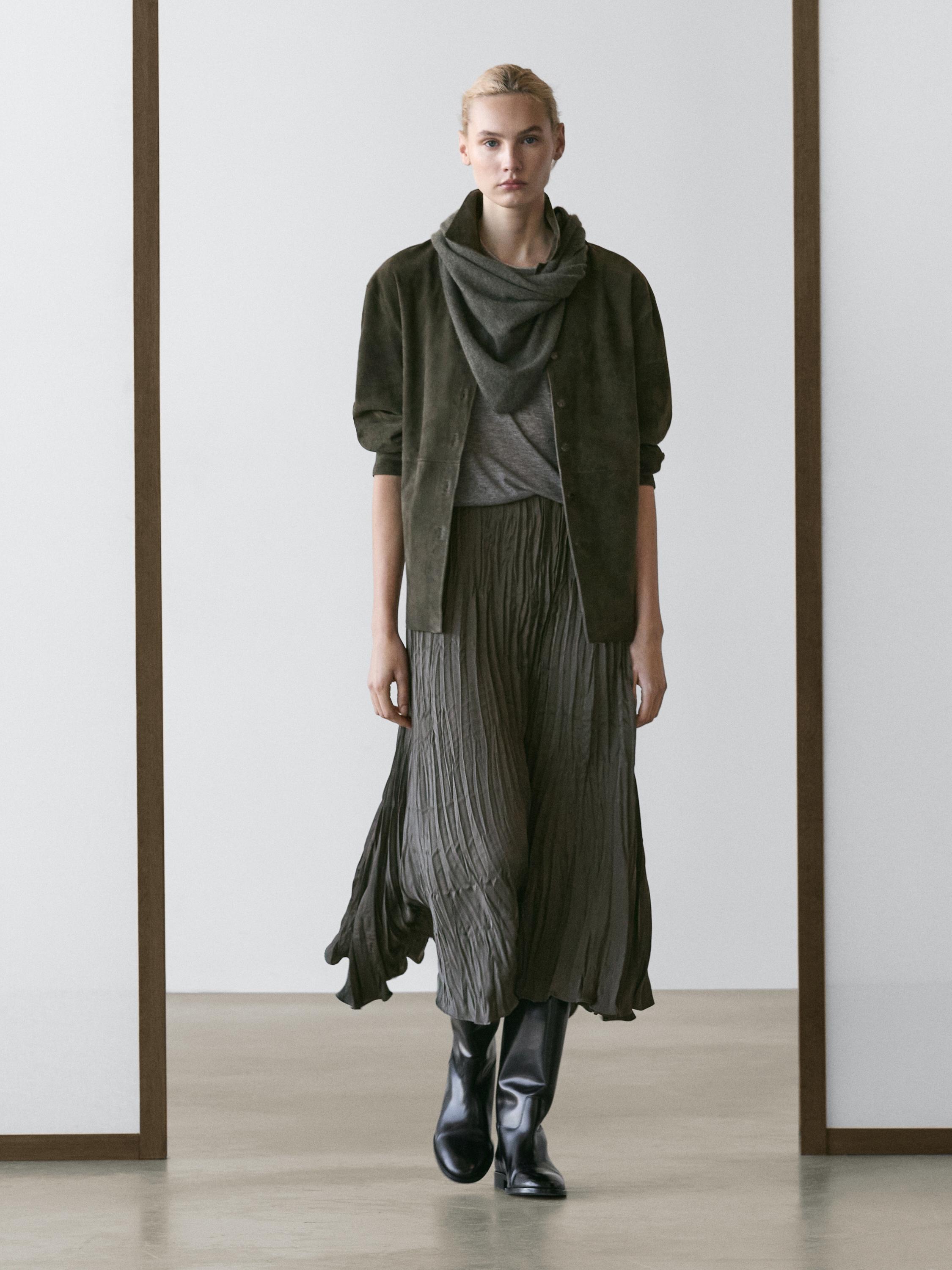 Long flowing pleated skirt