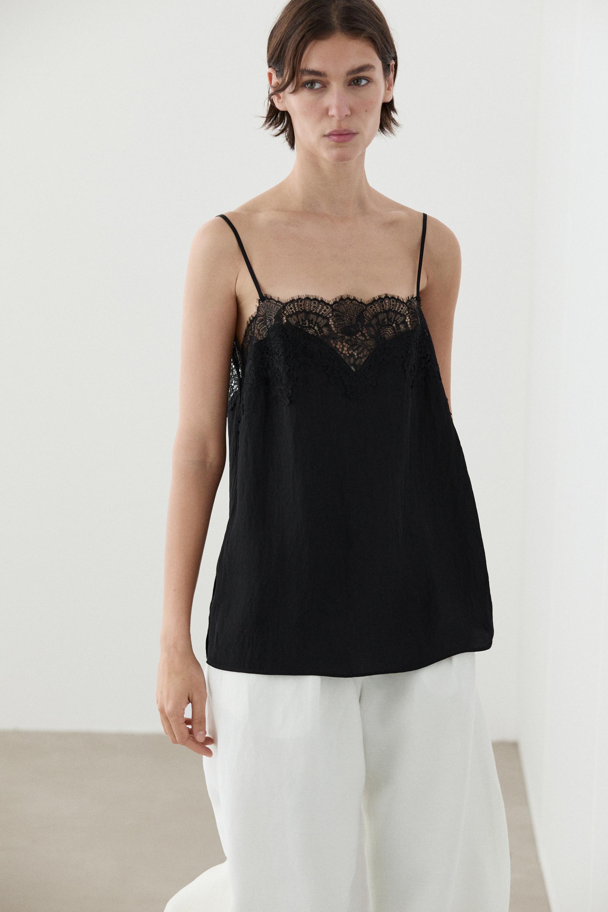 Lace camisole top — BLACK