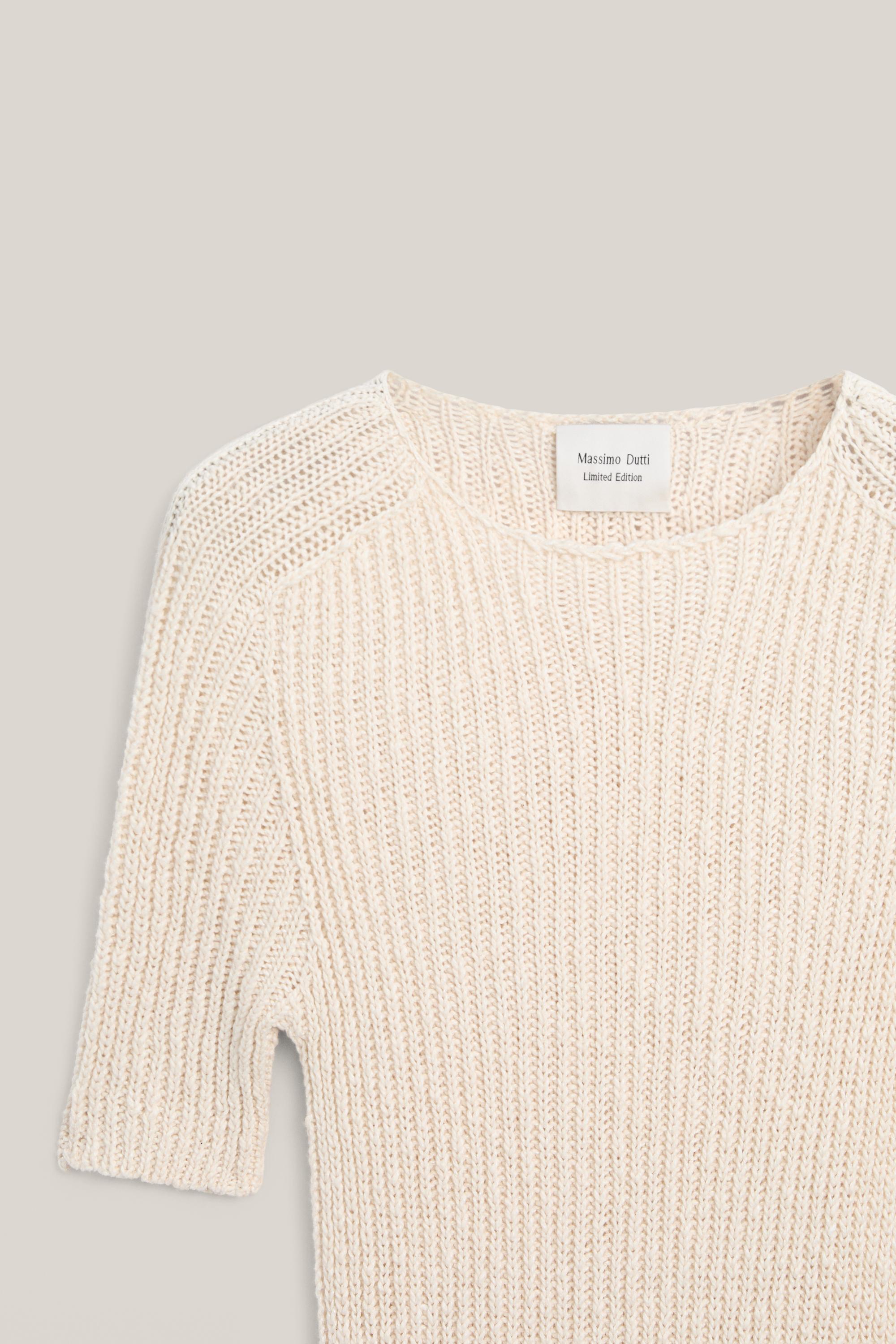 Linen blend textured knit sweater - LIMITED EDITION — CREAM