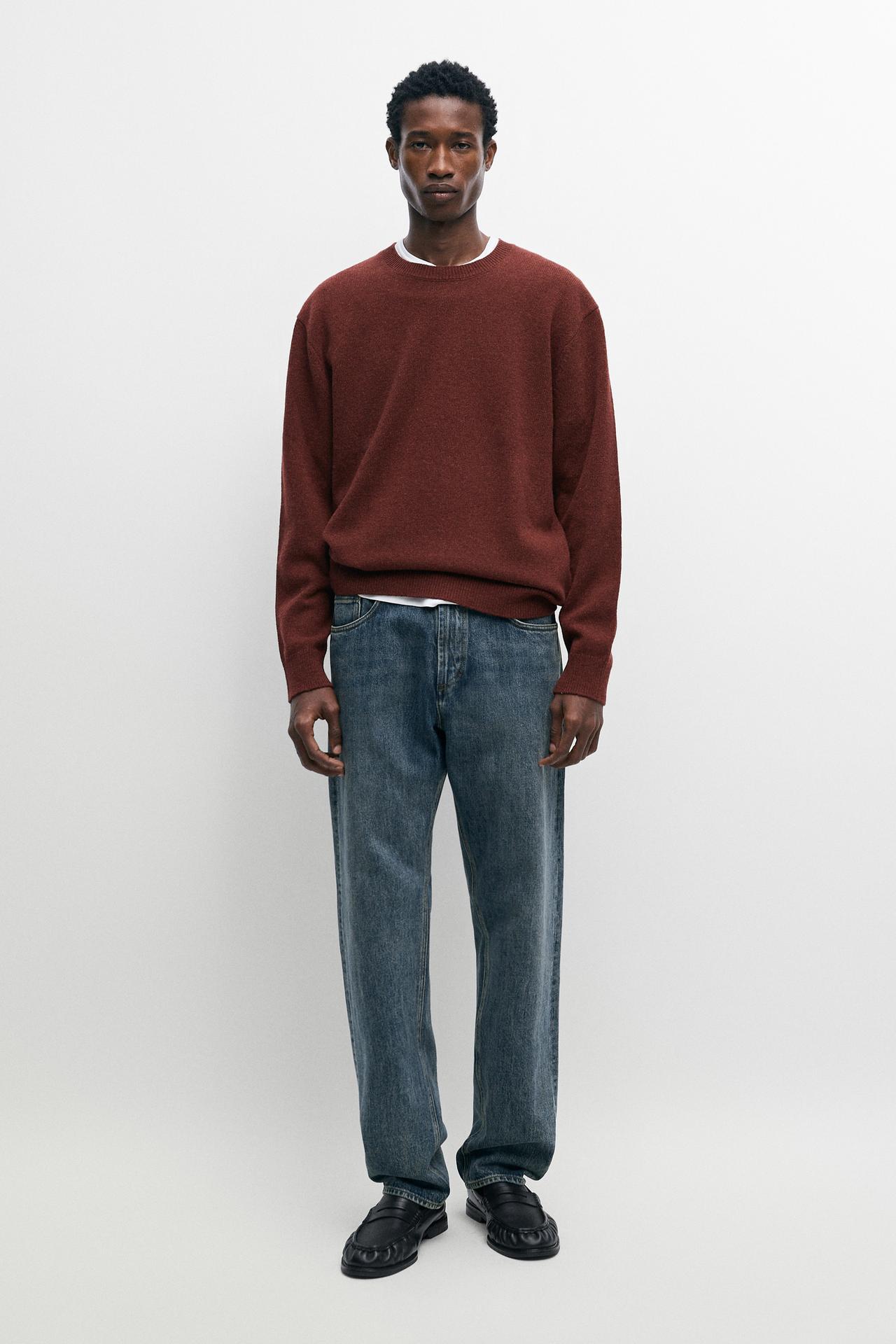 100% wool melange knit sweater — COPPER