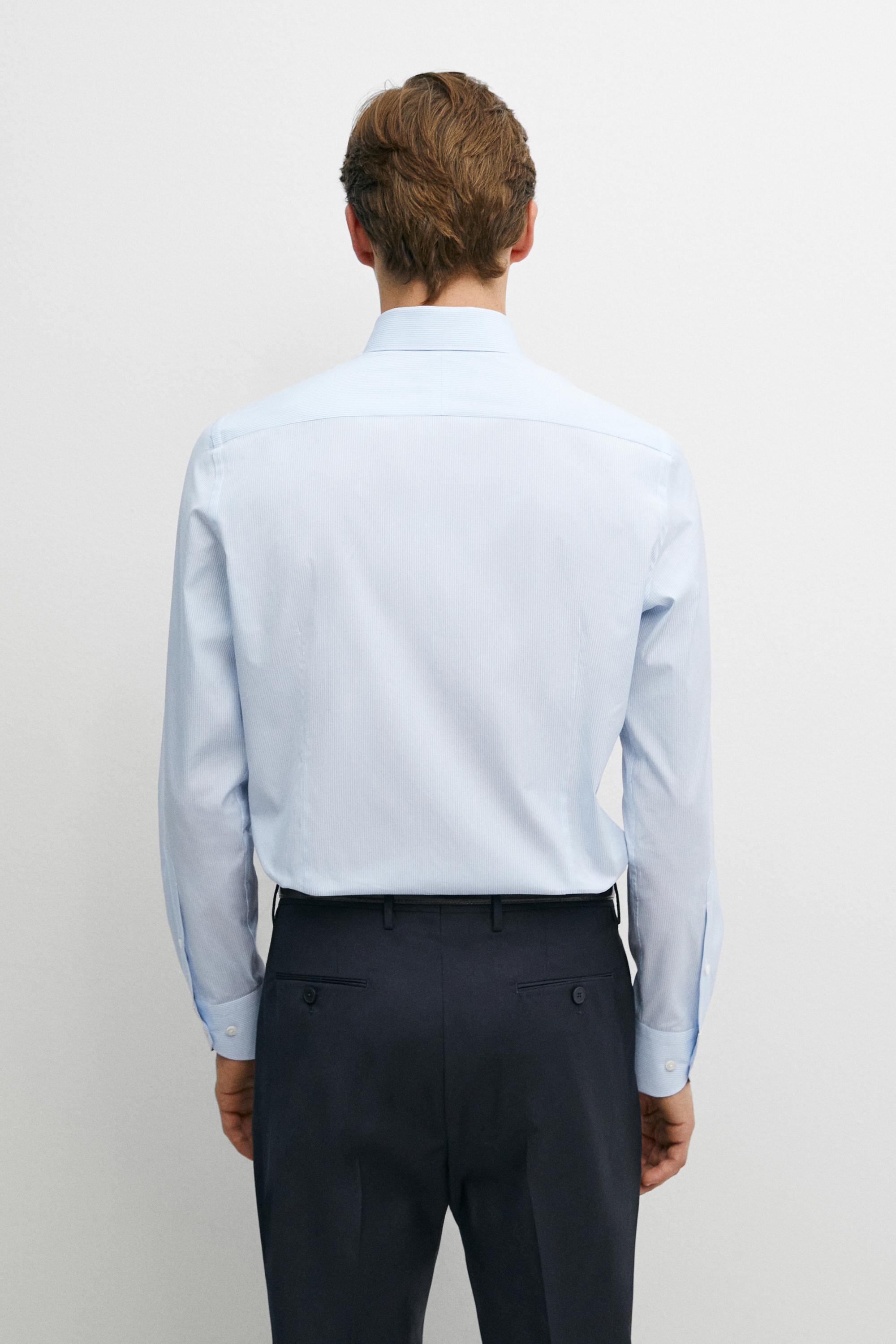 Tailored fit striped slim fit shirt — SKY BLUE