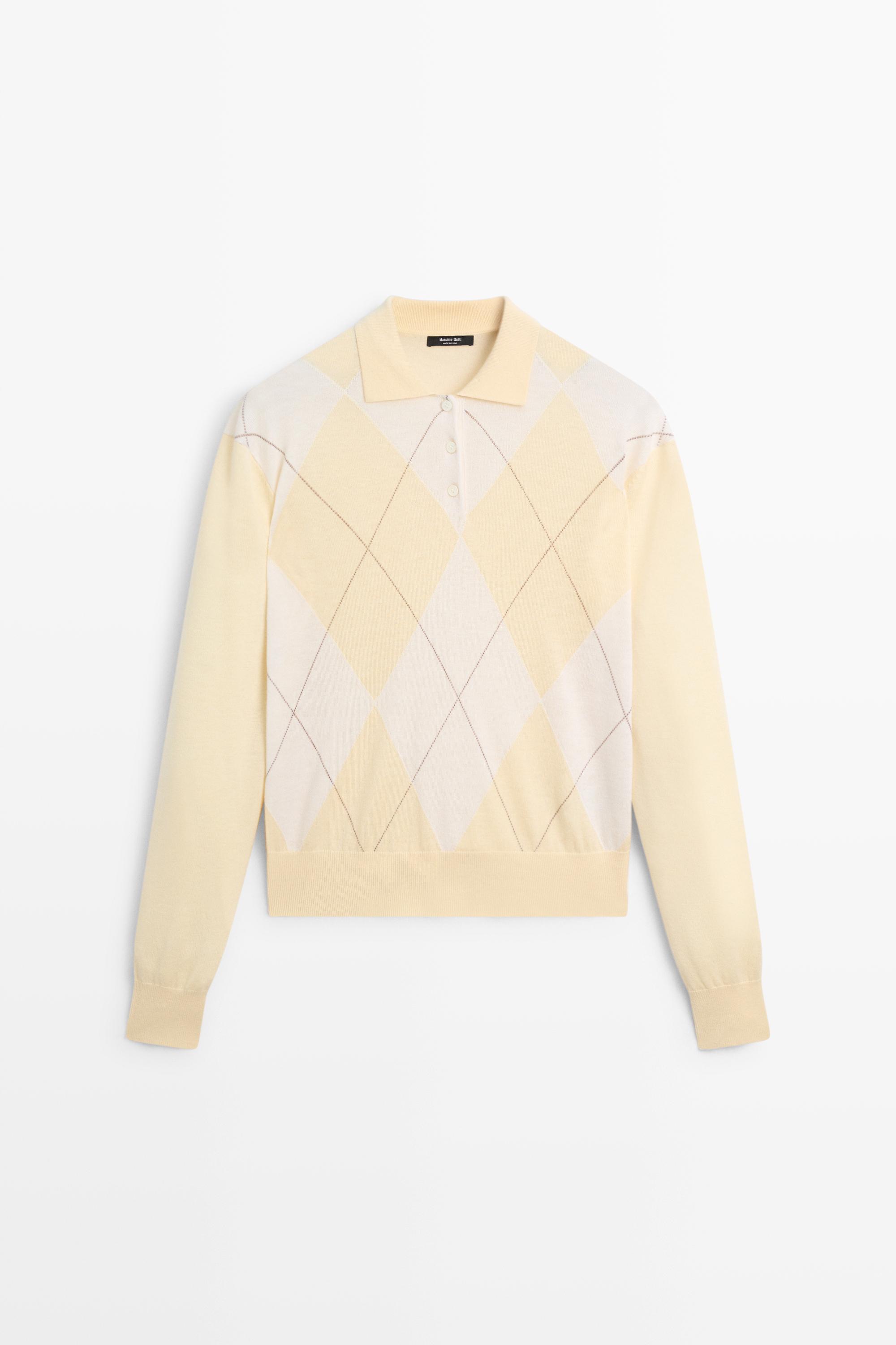Argyle knit polo sweater