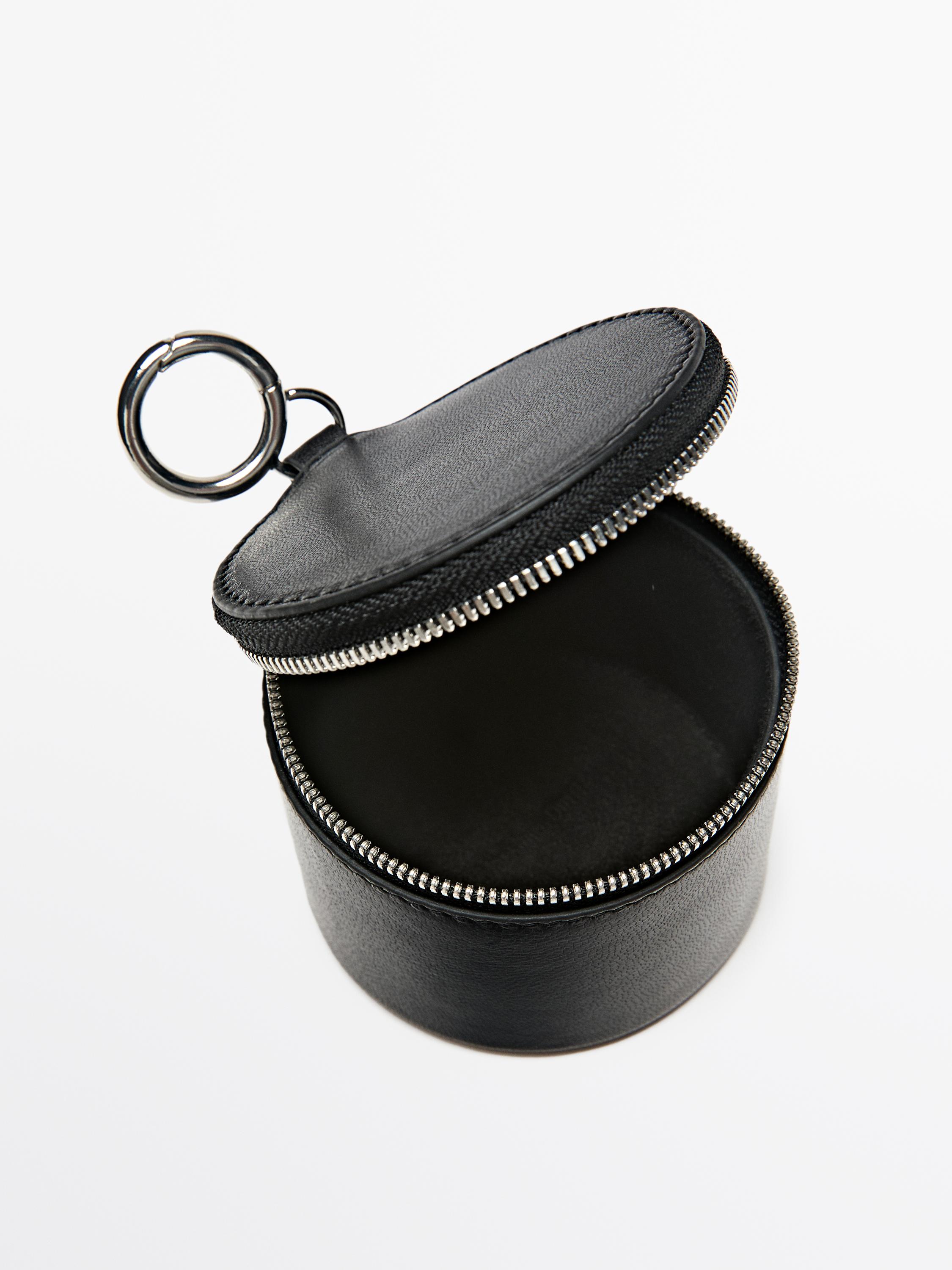 Sac rond à bijoux en cuir nappa